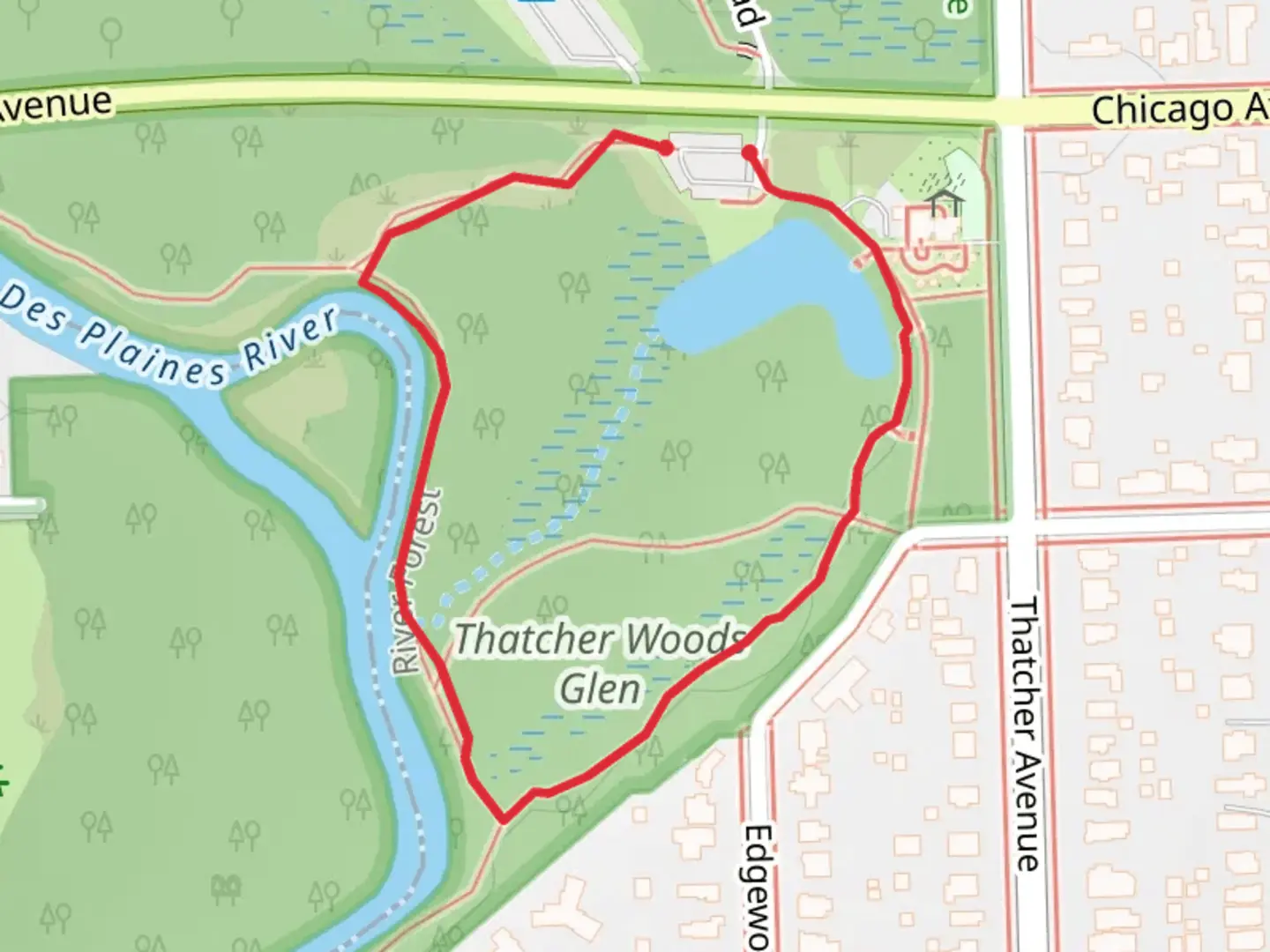 An image depicting the trail Thatcher Glen Pond Loop and its surrounding area.