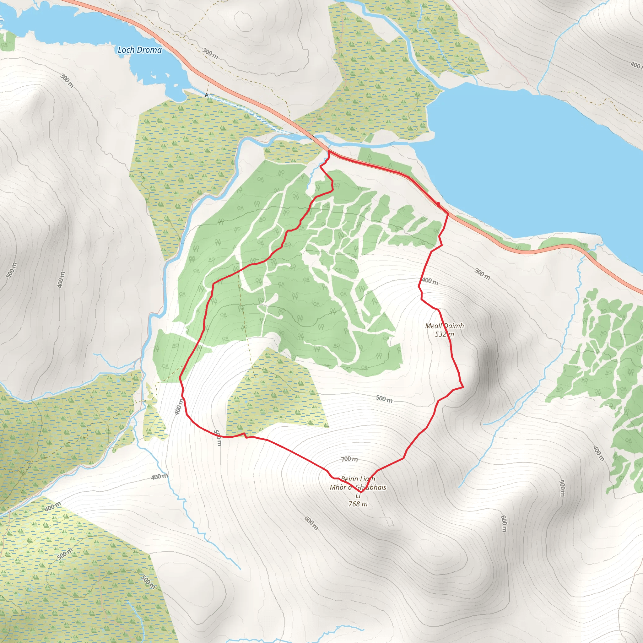 Beinn Liath Mhòr a'Ghiubhais Li Loop mobile static map