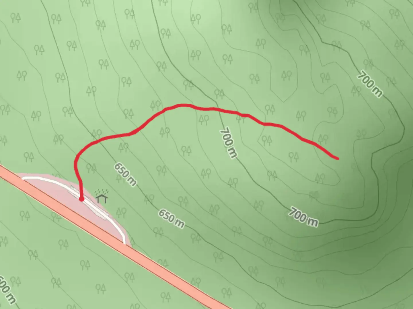 An image depicting the trail Main Street Out and Back and its surrounding area.