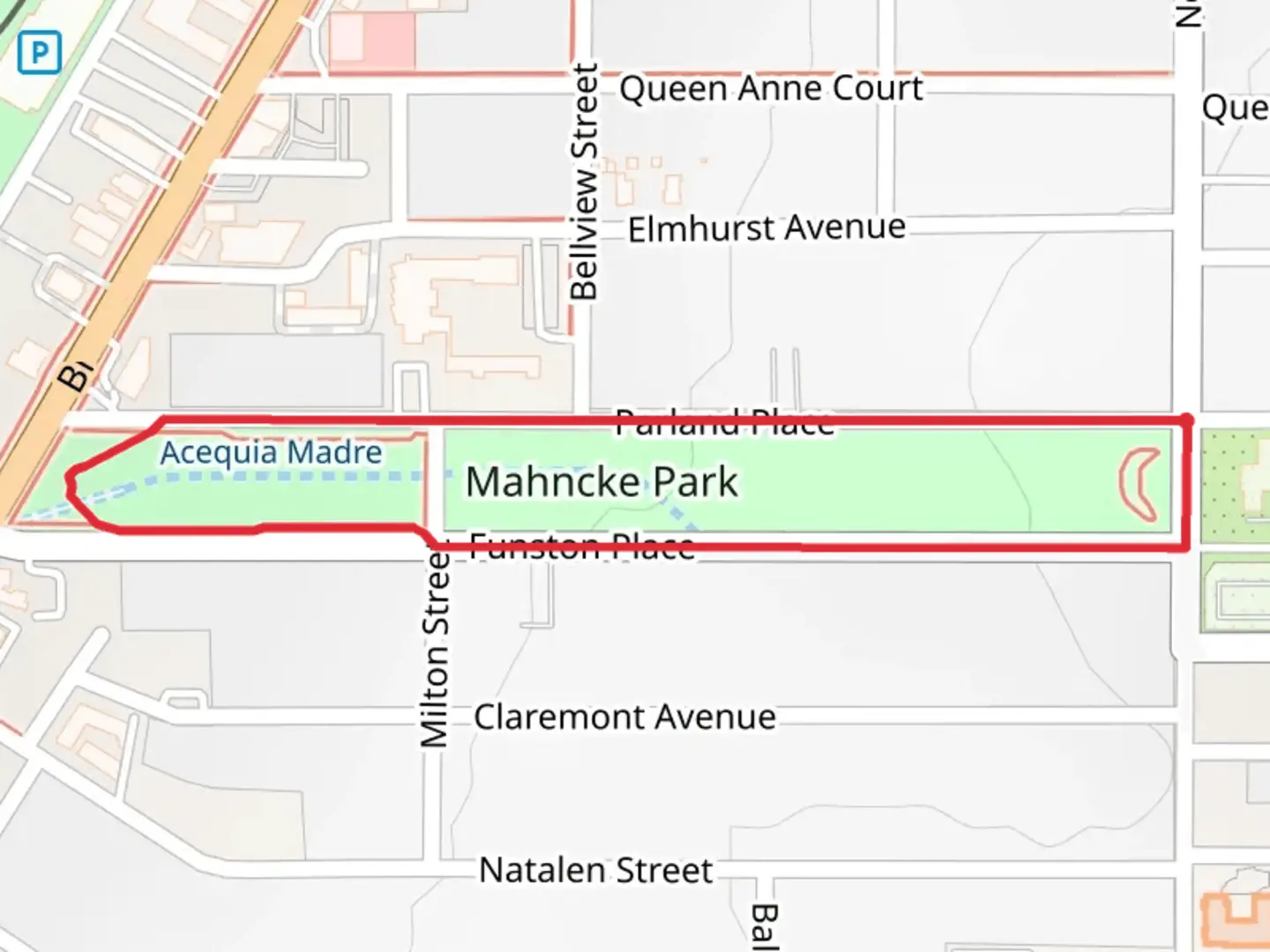 An image depicting the trail Acequia Madre Loop and its surrounding area.