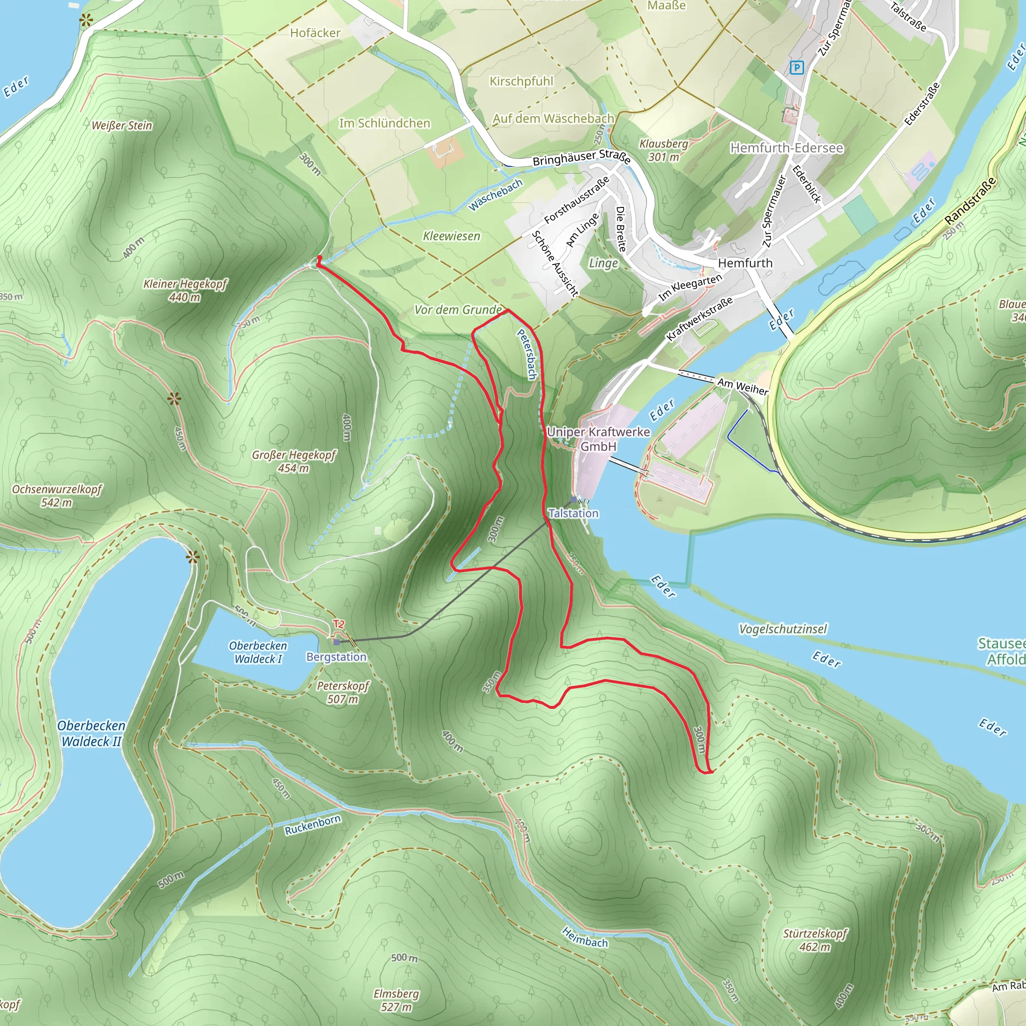 Kellerwaldsteig and Hegekopf Route mobile static map