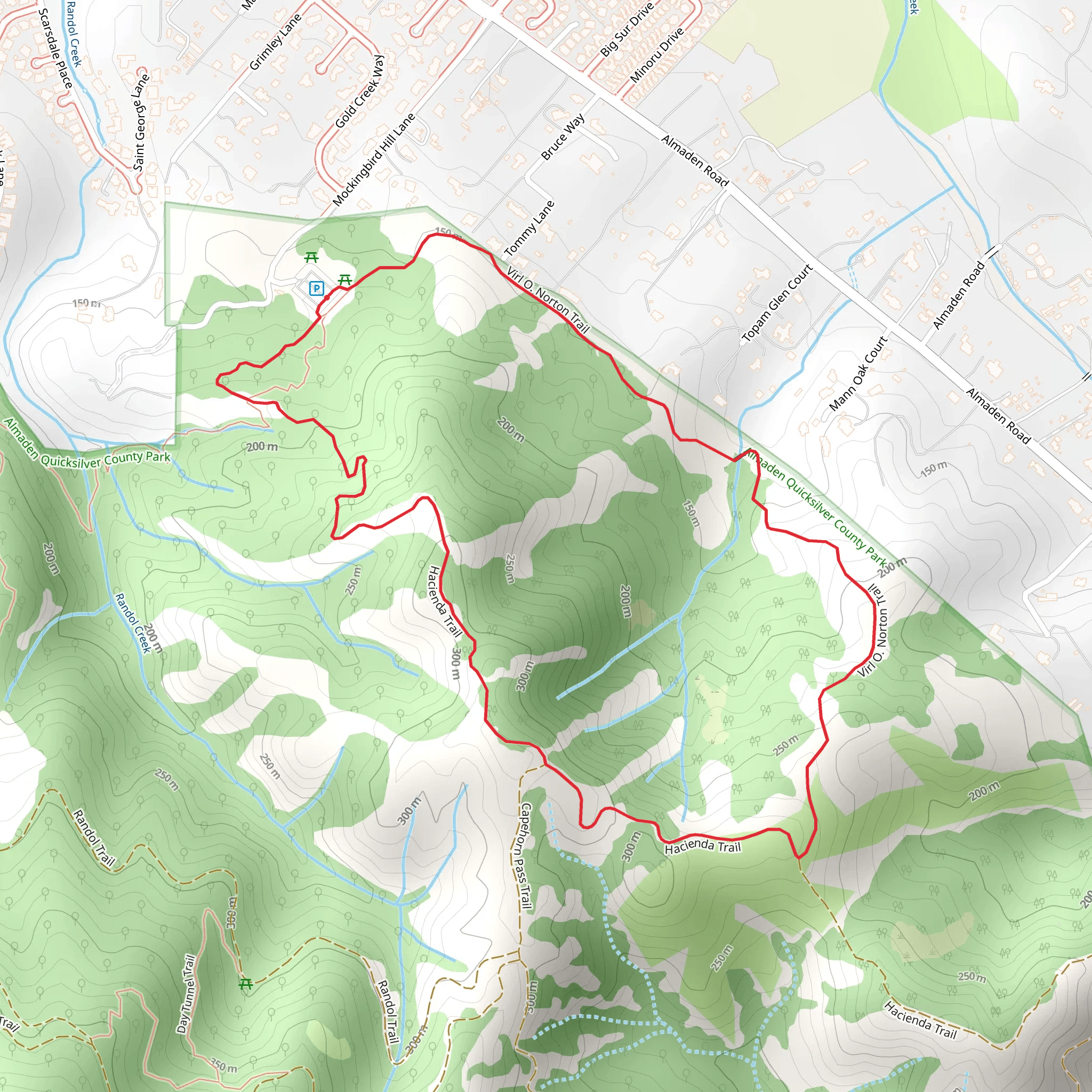 Hacienda and Virl O Norton Loop Trail mobile static map