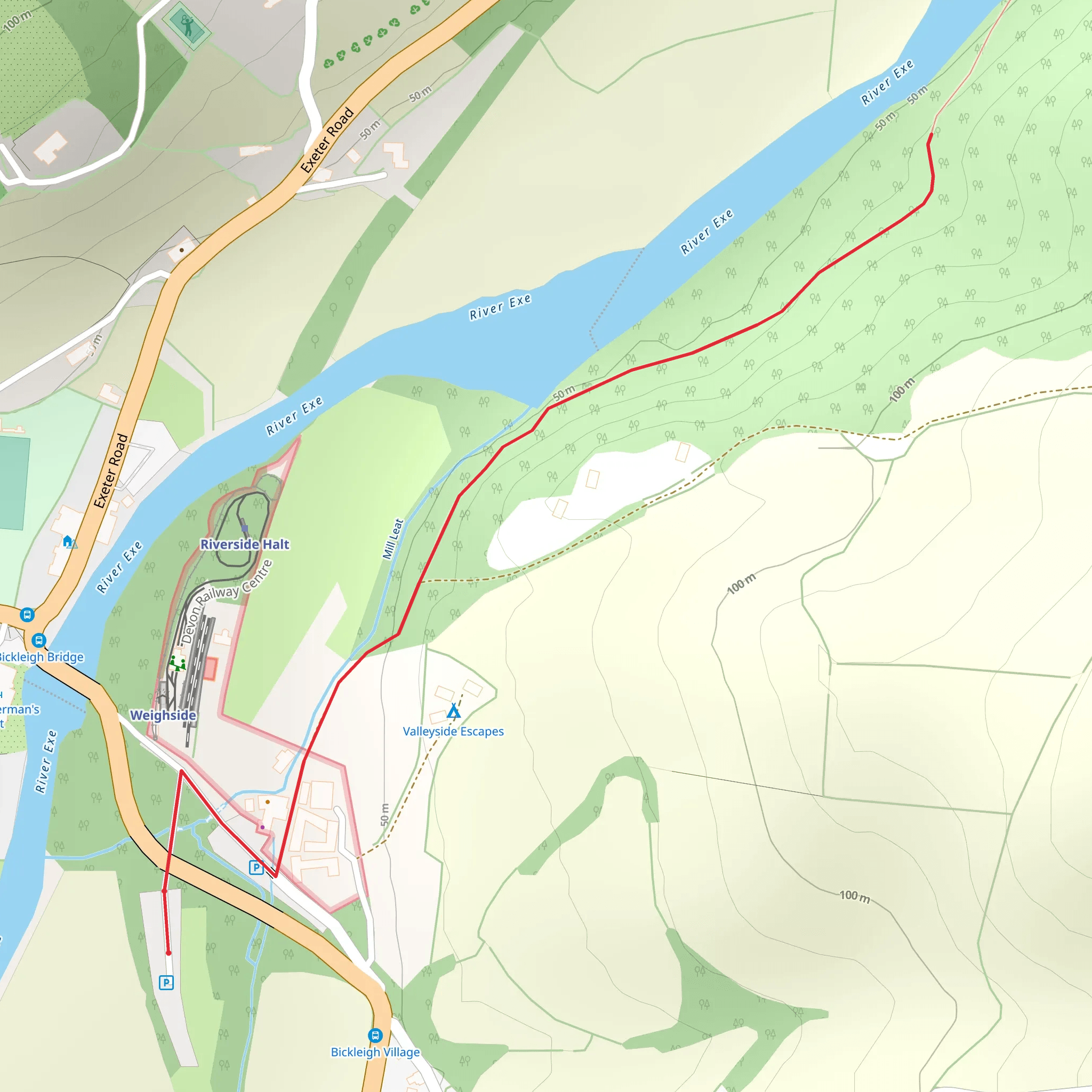 River Exe Shore Walk - Bickleigh mobile static map