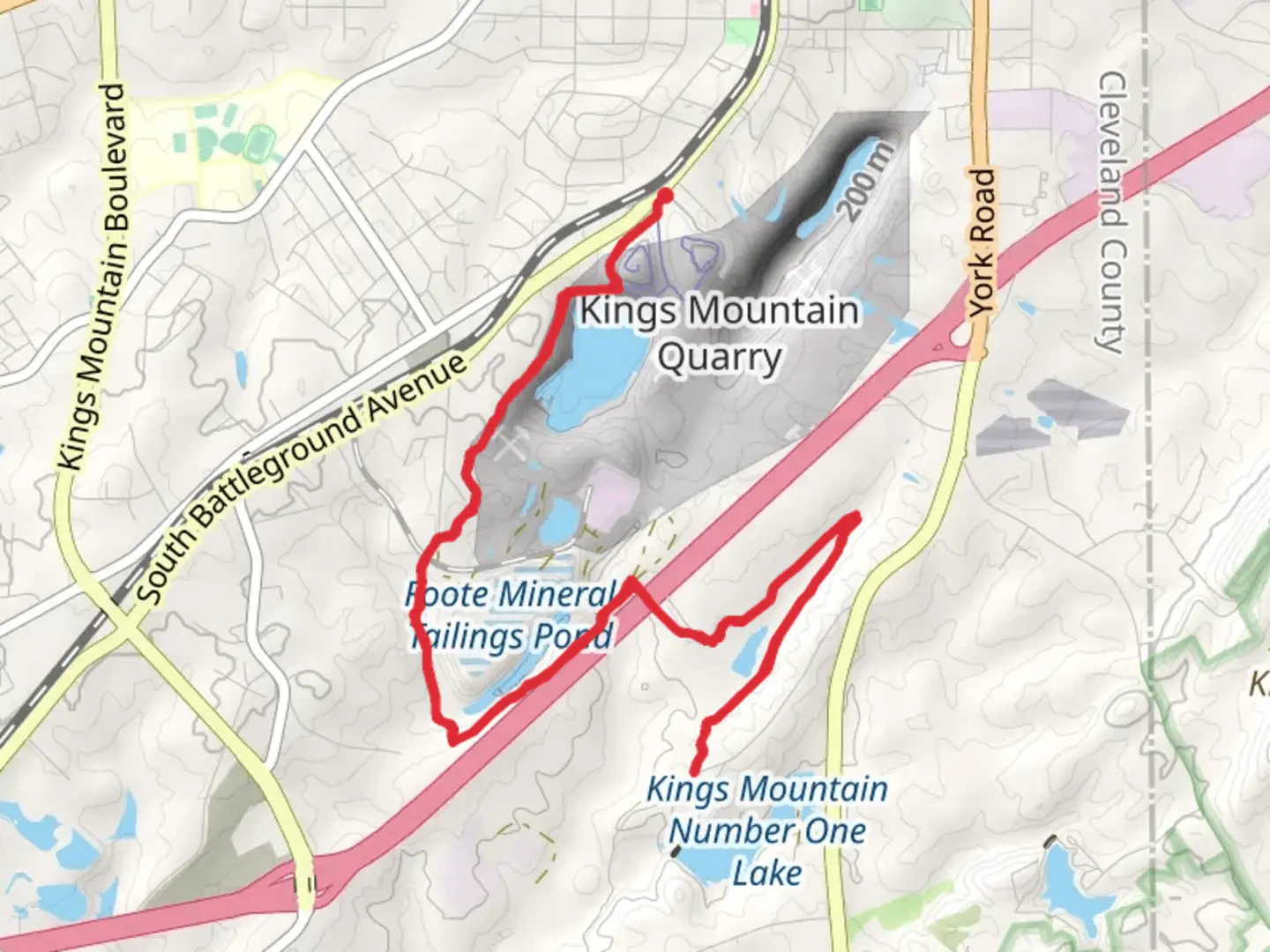 An image depicting the trail Kings Mountain Gateway Trail and its surrounding area.