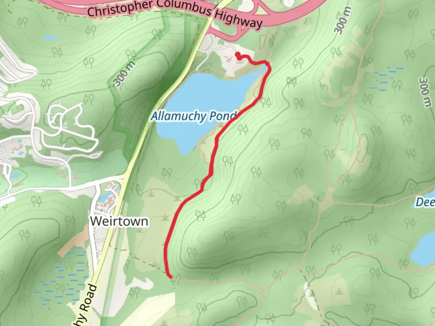 An image depicting the trail Allamuchy Pond Trail and its surrounding area.