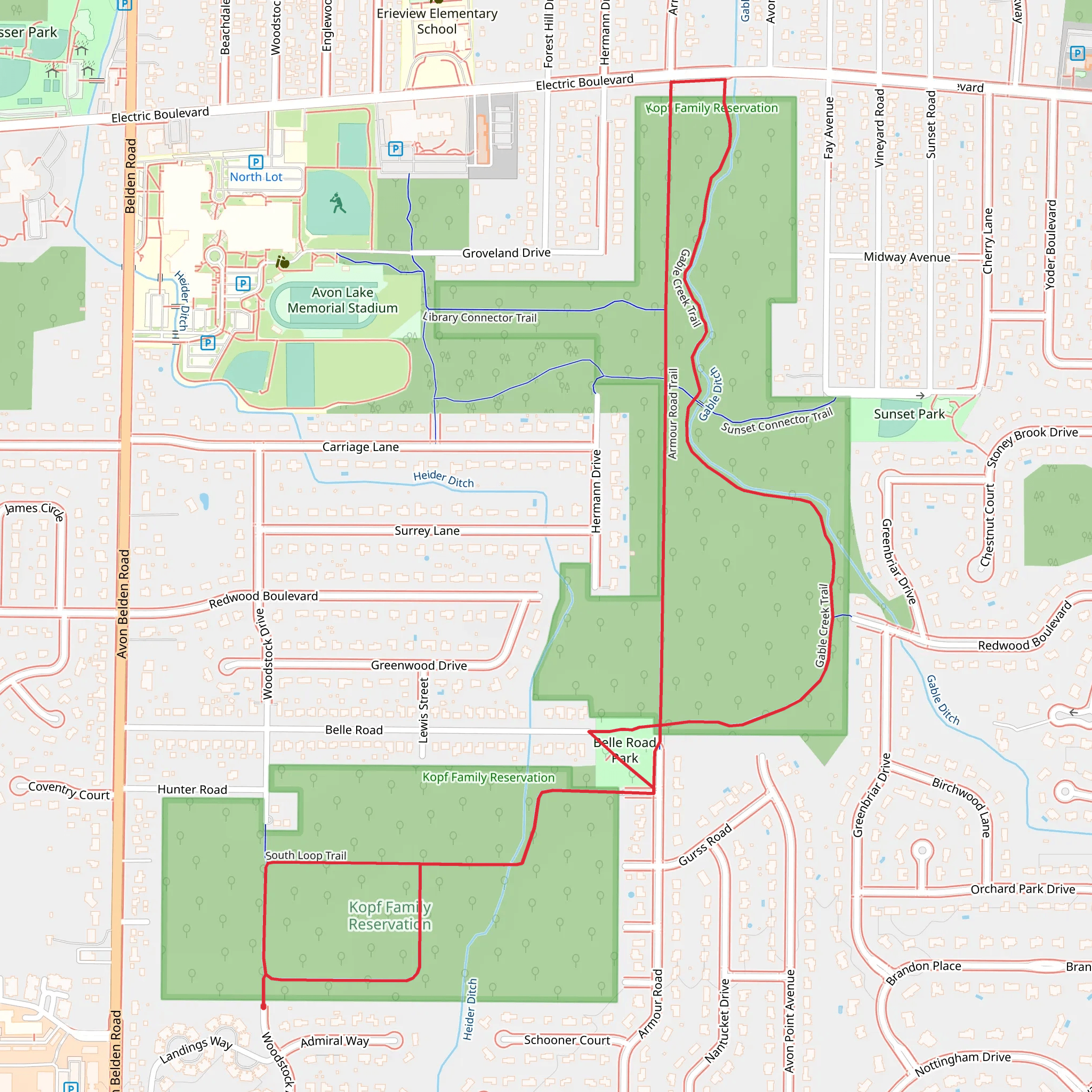 Gable Creek and Armour Road Loop Trail mobile static map