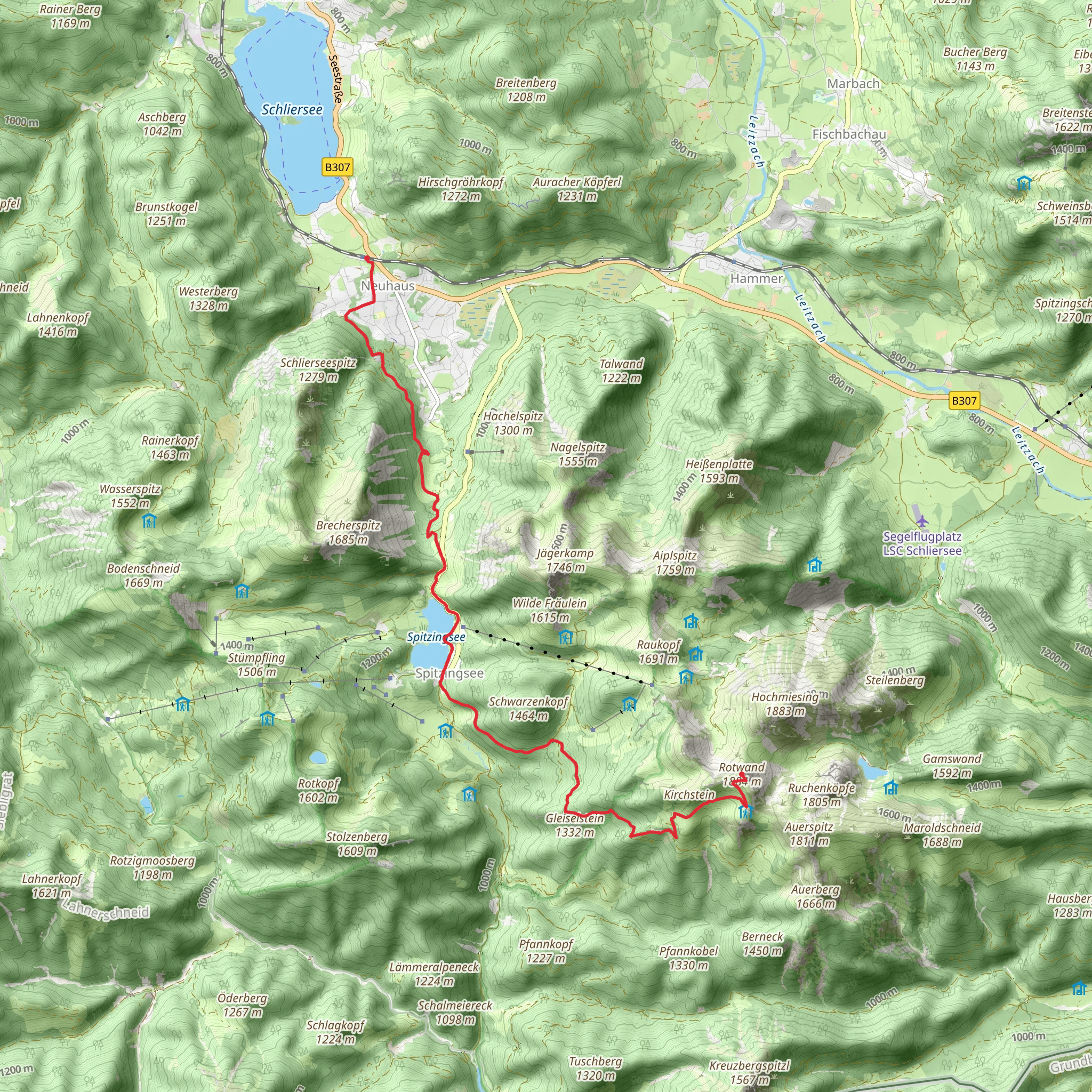 Spitzingsee to Rotwand mobile static map