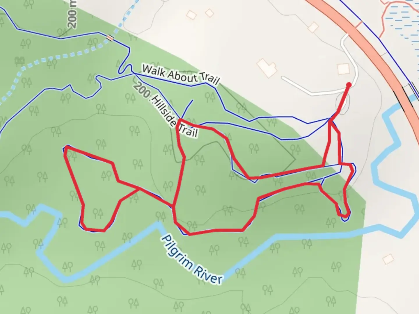 An image depicting the trail Pilgrim River Loop and its surrounding area.