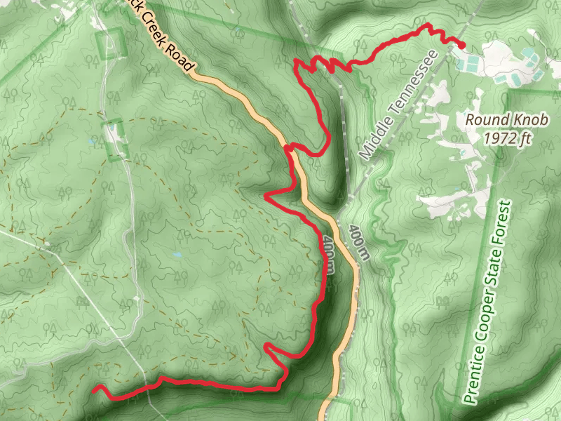 Shackleford Park to CT and Mushroom Rock - Cumberland Trail