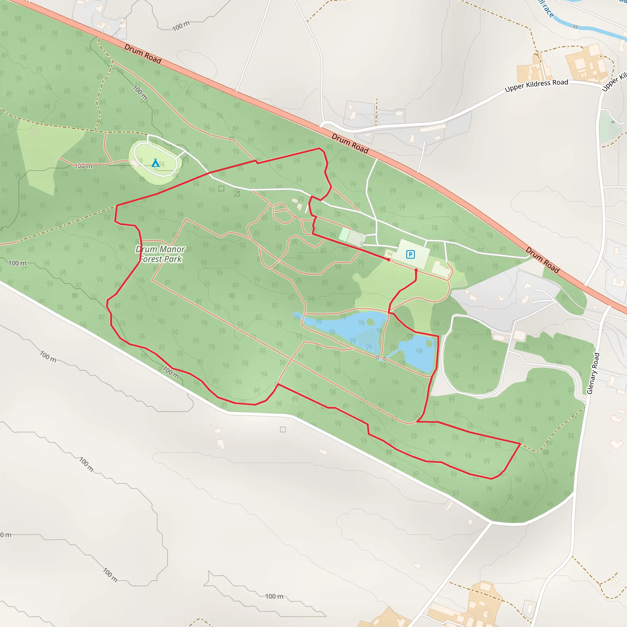 Drum Manor Forest Park - Old Woodlands Trail - Black 1 mobile static map