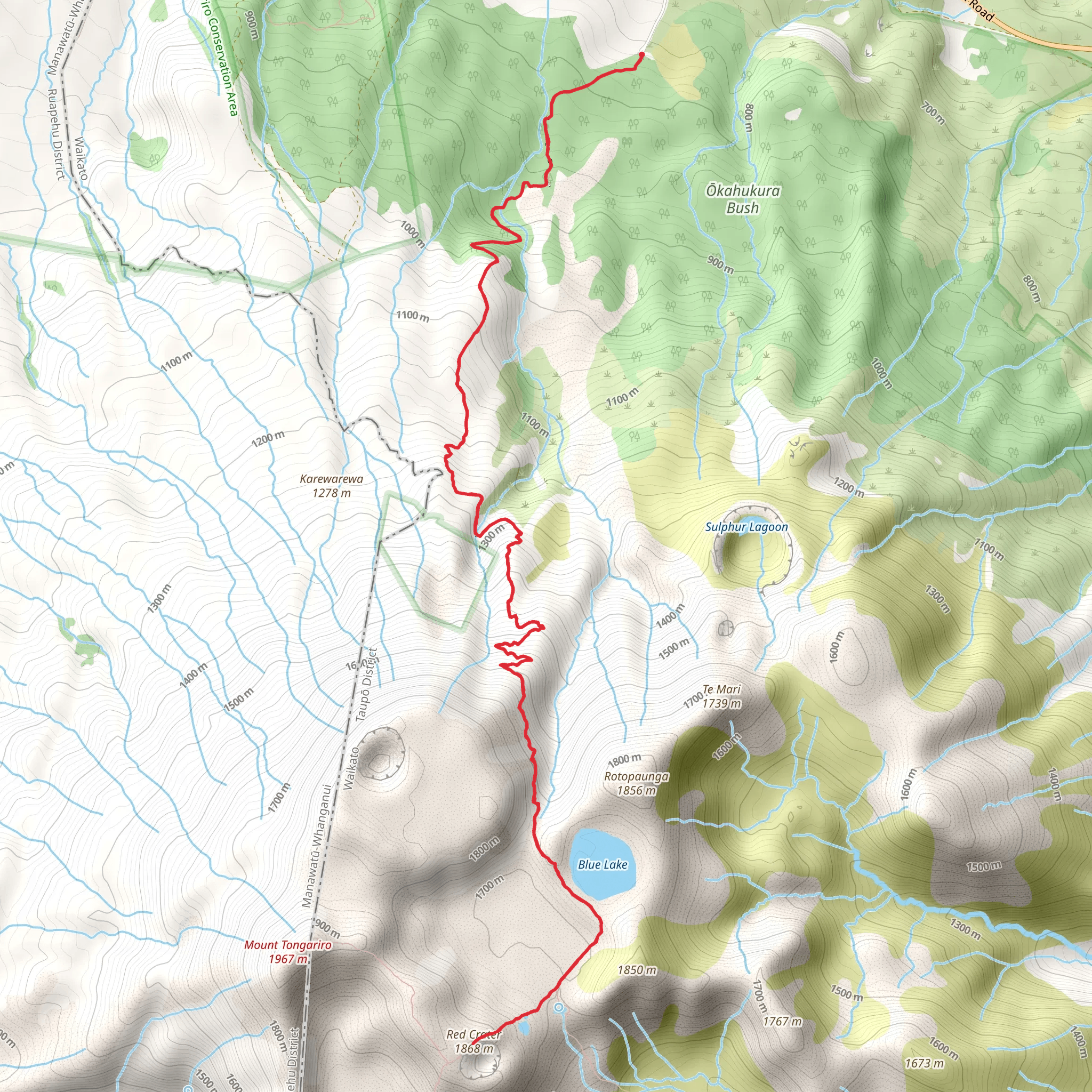 Blue Lake and Red Crater Trail mobile static map