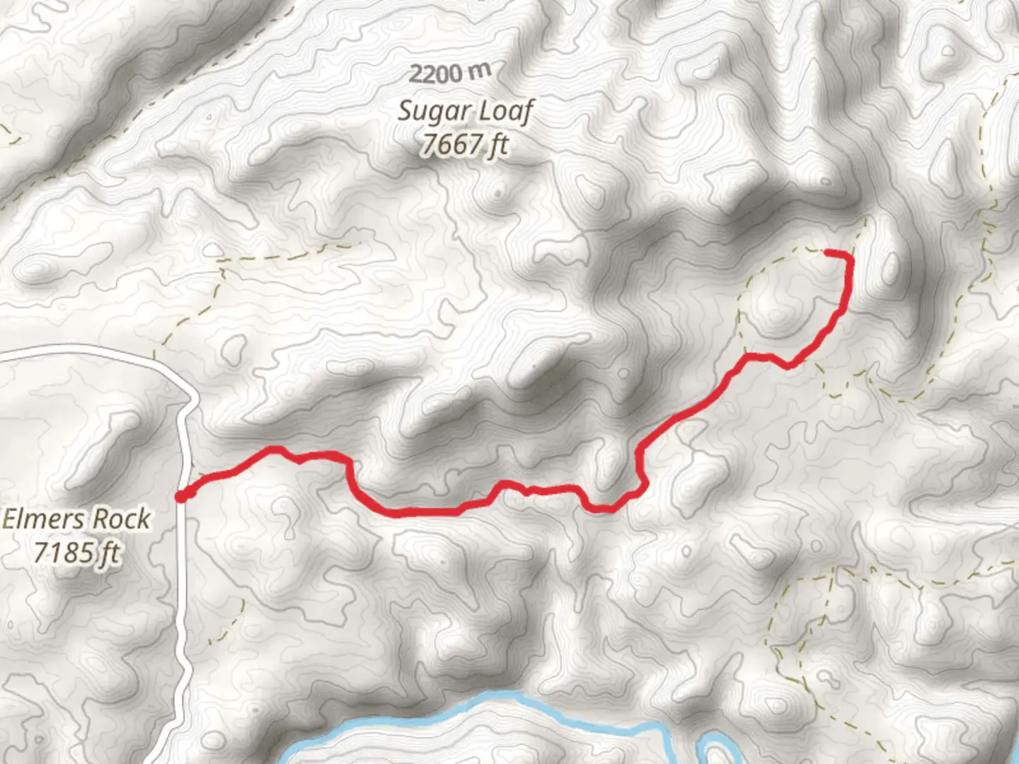 An image depicting the trail Elmers Rock Road and its surrounding area.