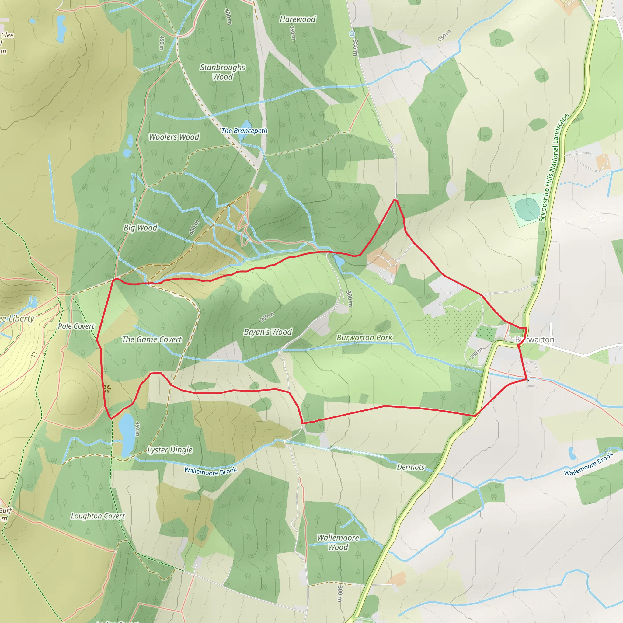 The Game Covert and Burwarton Park Loop mobile static map