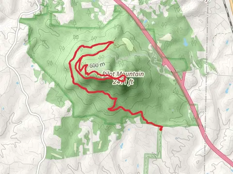 Pilot Mountain via Grindstone Trail and Ledge Spring Trail