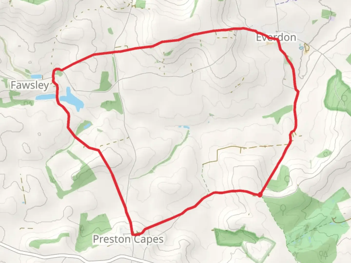 An image depicting the trail Preston Capes to Everdon Loop and its surrounding area.