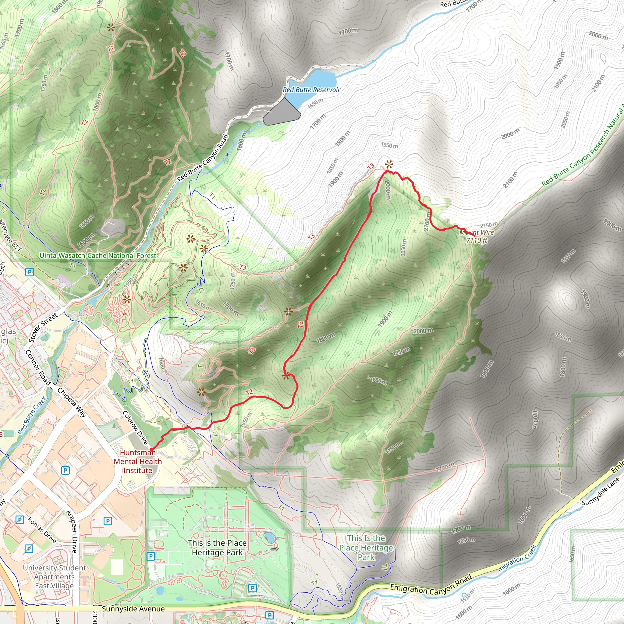 Mount Wire via Red Butte Trail mobile static map