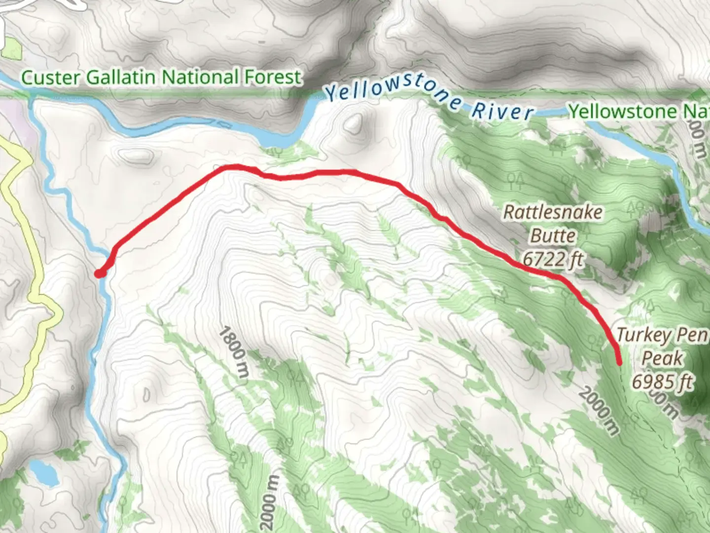 An image depicting the trail Turkey Pen Peak via Rescue Creek Trail and its surrounding area.