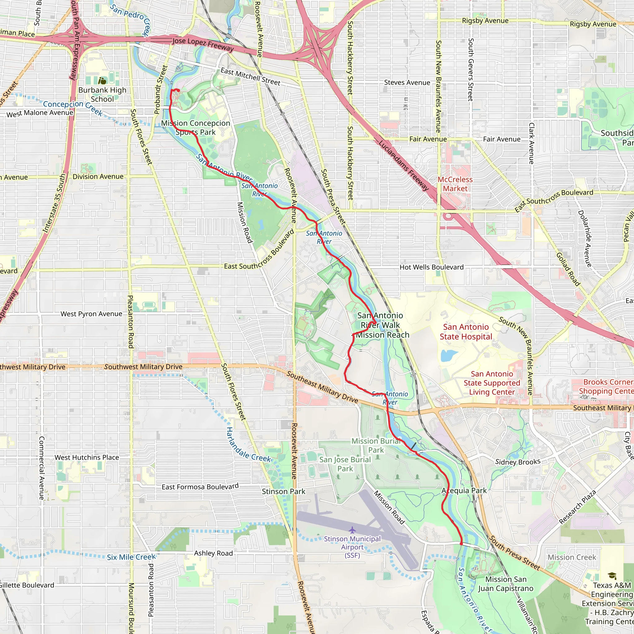 River Walk from Conception Park mobile static map