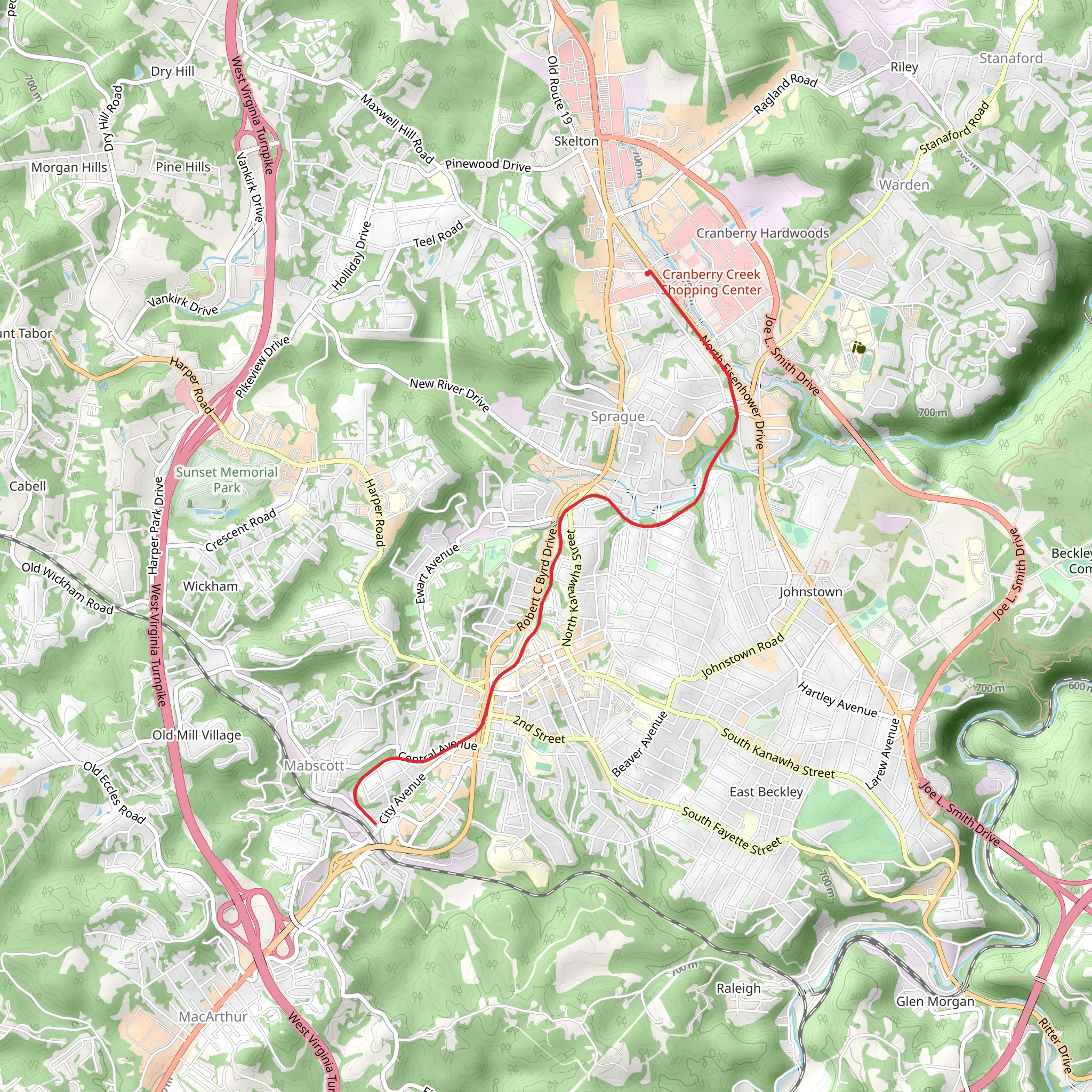 Beckley Rail Trail mobile static map