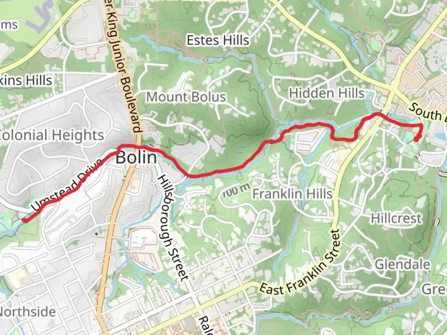 An image depicting the trail Bolin Creek Trail and its surrounding area.