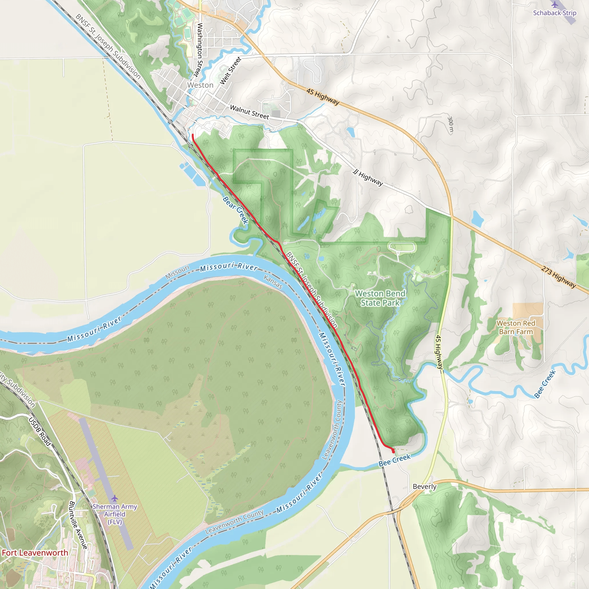 Weston Bluffs Trail mobile static map