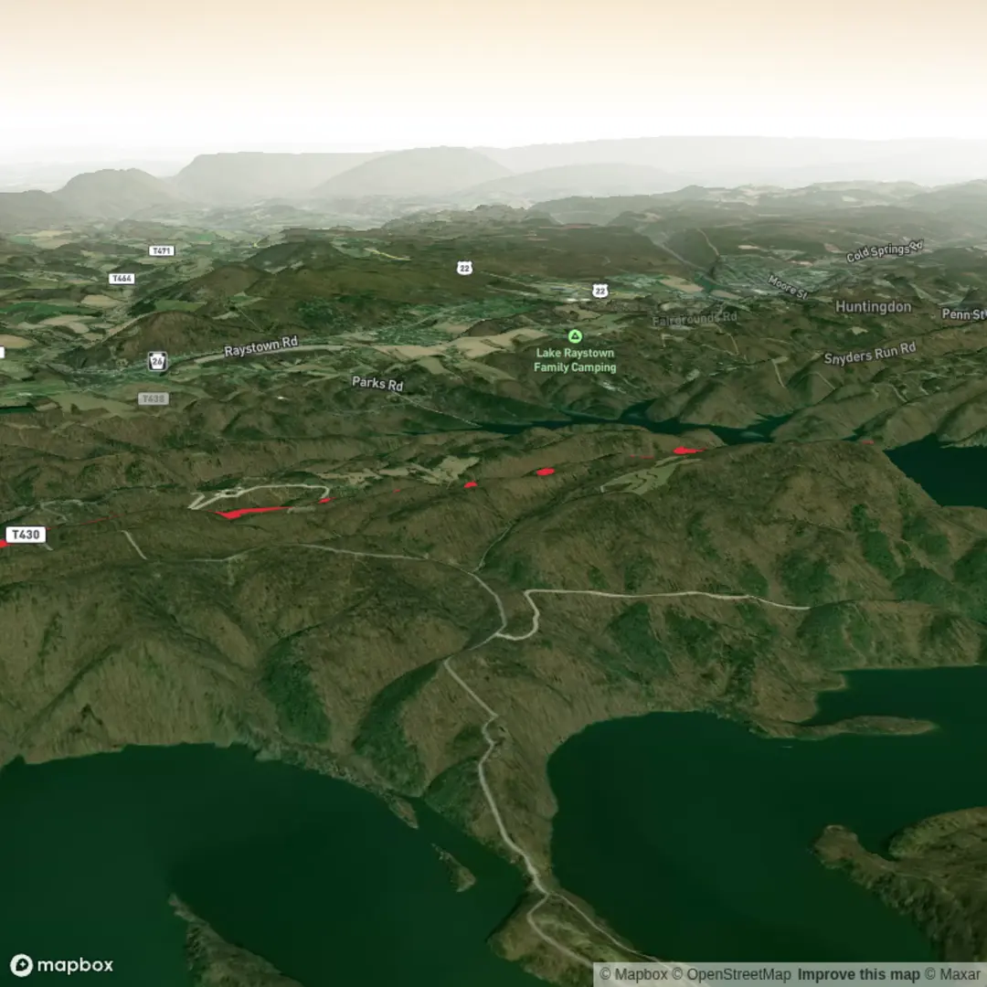 An image depicting the trail Allie Trail, Grippis Trail and Ridge Trail and its surrounding area.