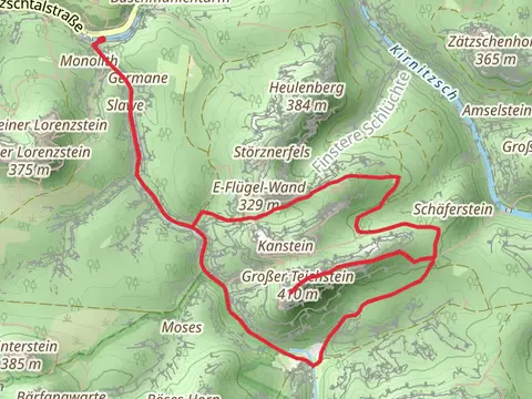 Neunstelliger Hübel, Großer Teichstein and Großschandbach Loop via Zeughausstraße