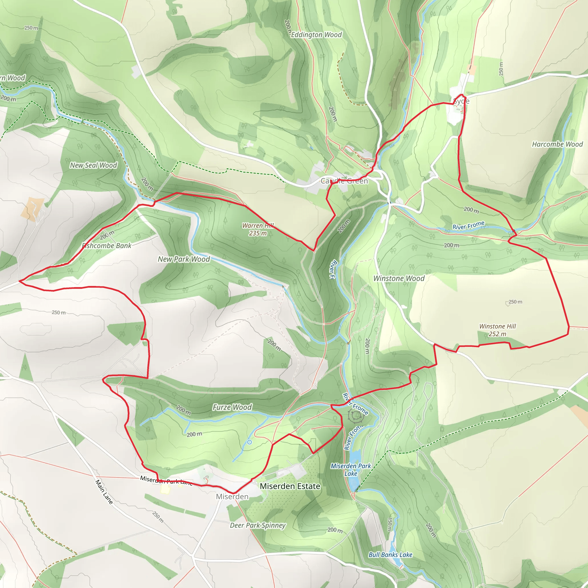 Winstone Wood and Miserden Eastate Loop mobile static map