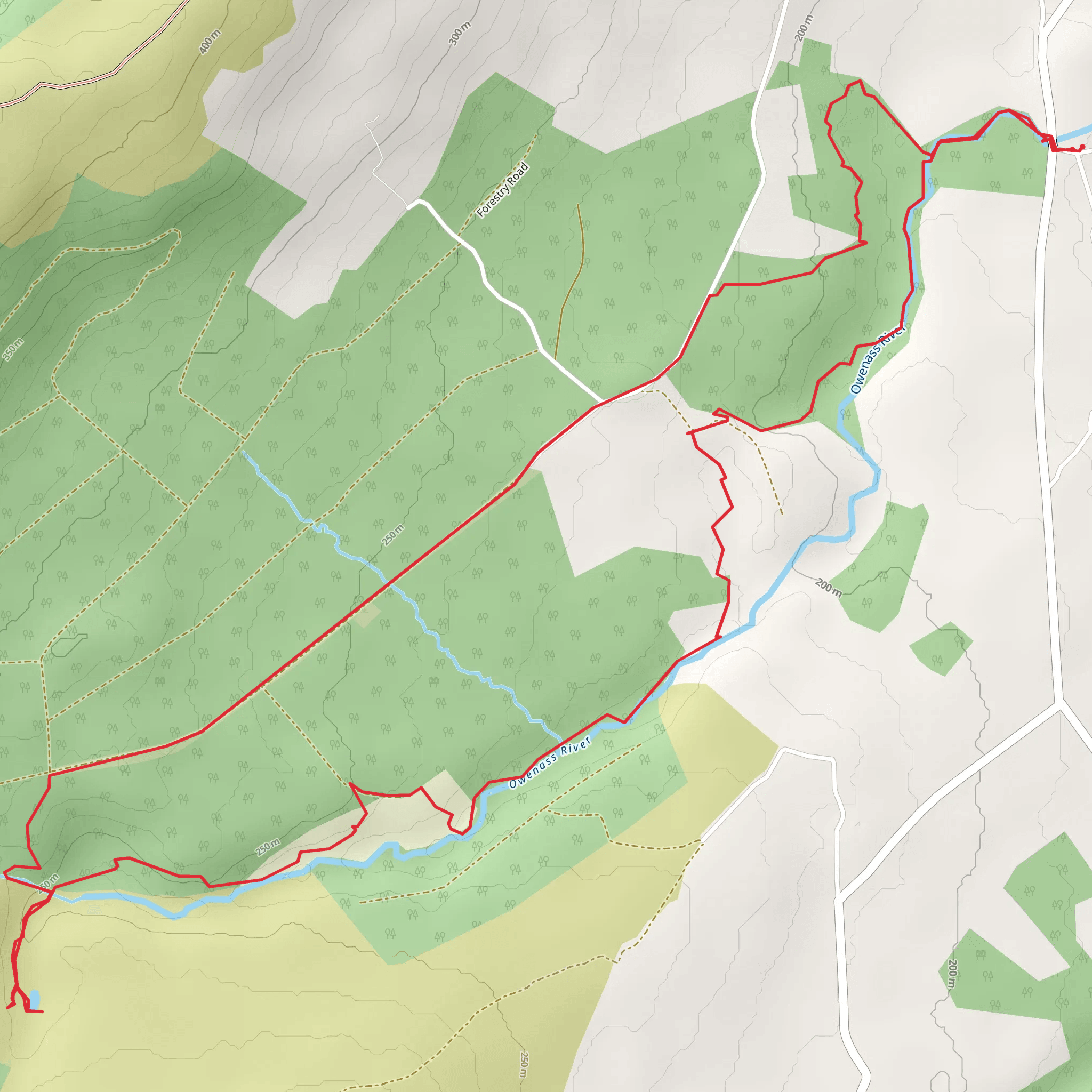 Cathole Falls to Clear Lake mobile static map