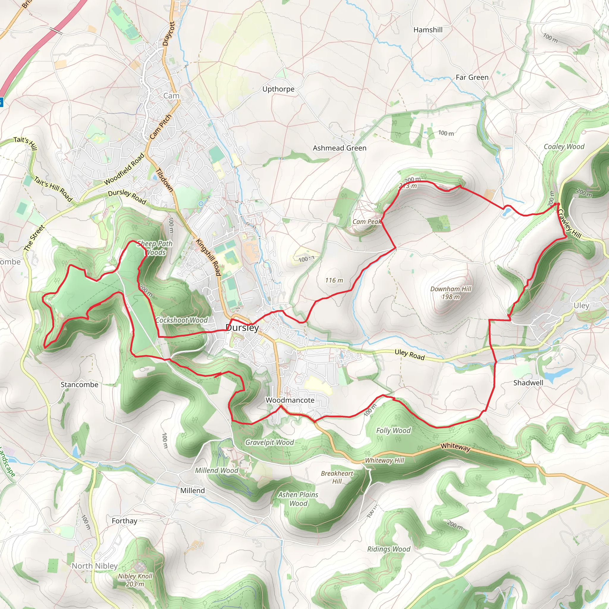 Uley Bury, Dursley and Stinchcombe Hill (22) mobile static map