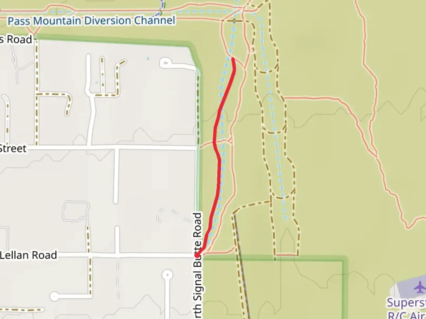 An image depicting the trail Signal Wash Trail and its surrounding area.