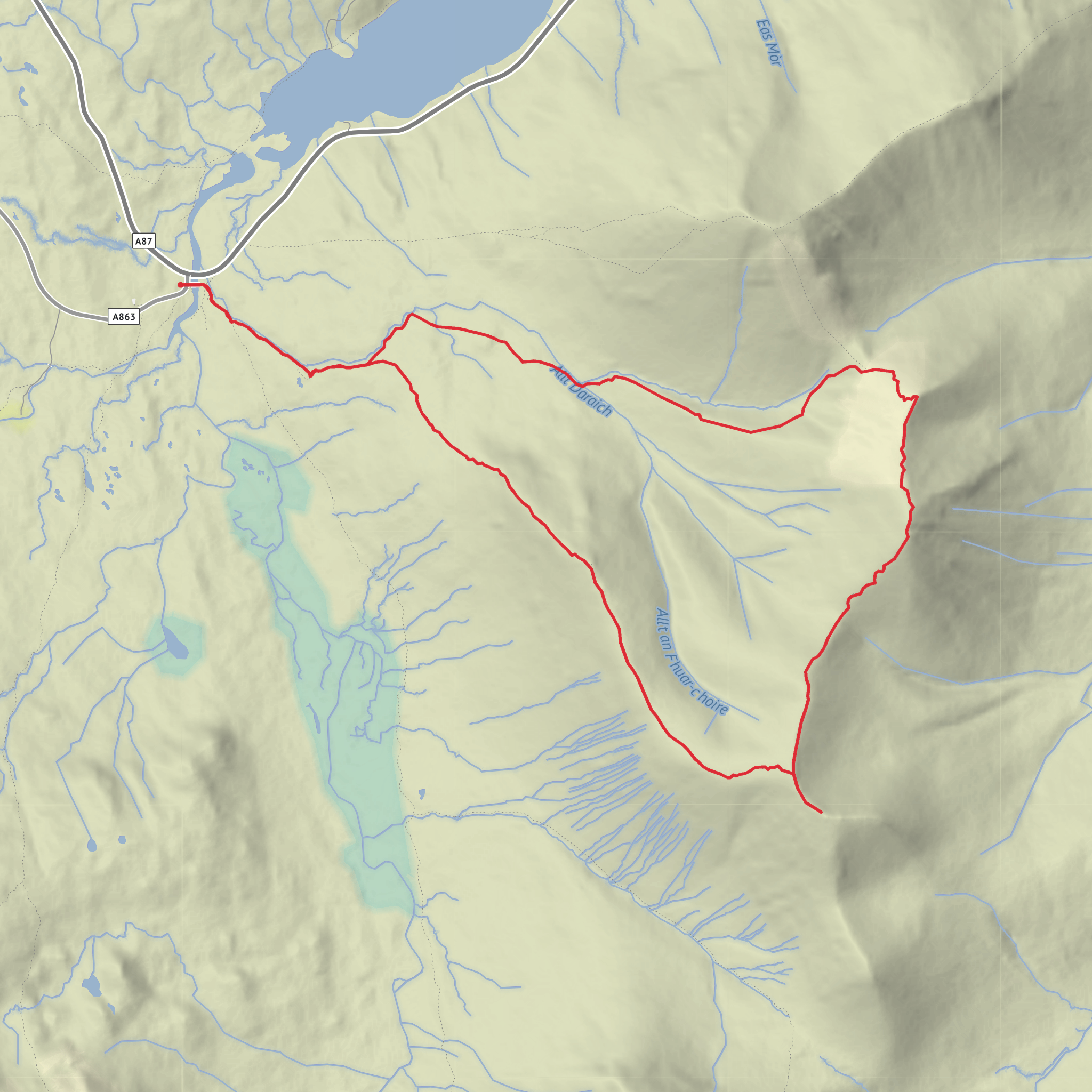 Beinn Deargs Loop via Bealach na Sgairde mobile static map