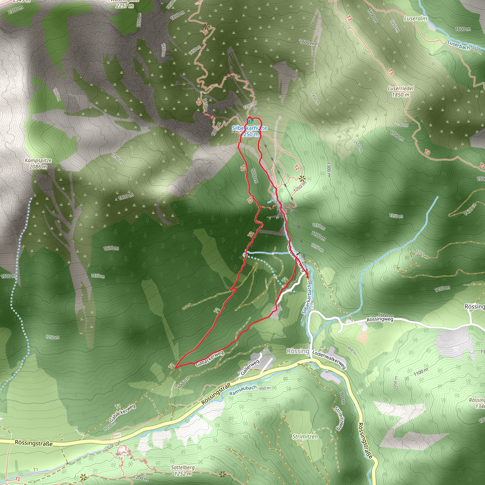 Silberkarklamm Wild Waters Trail mobile static map