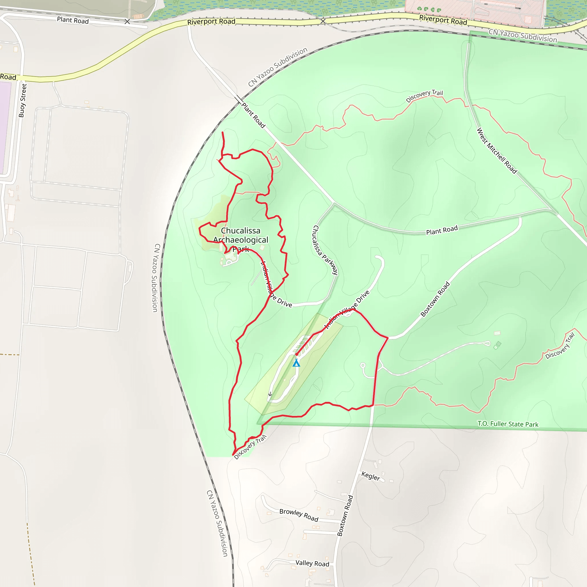 Chucalissa Park - Discovery Loop Trail mobile static map