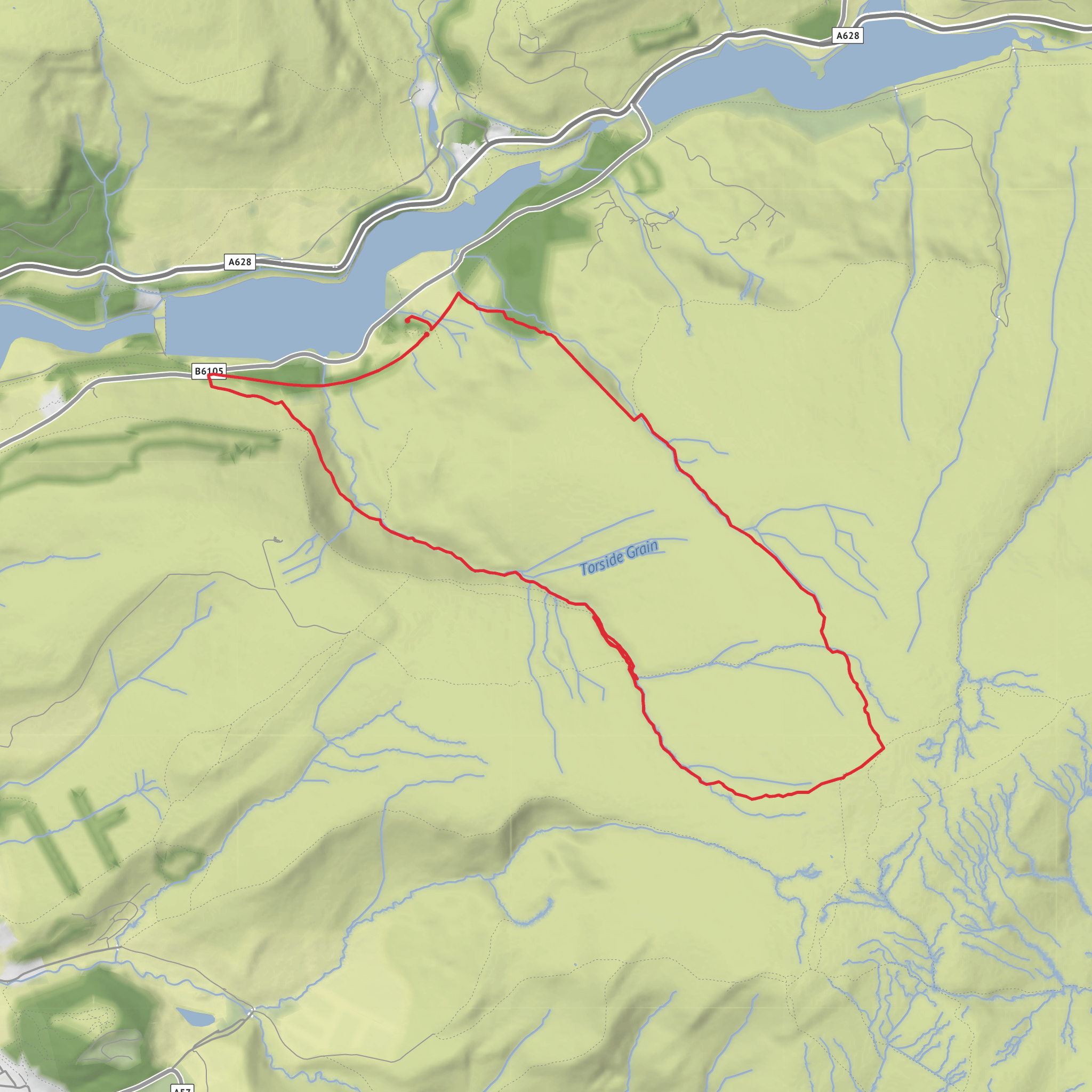 Wildboar Clough, bleaklow and Torside Clough Loop mobile static map