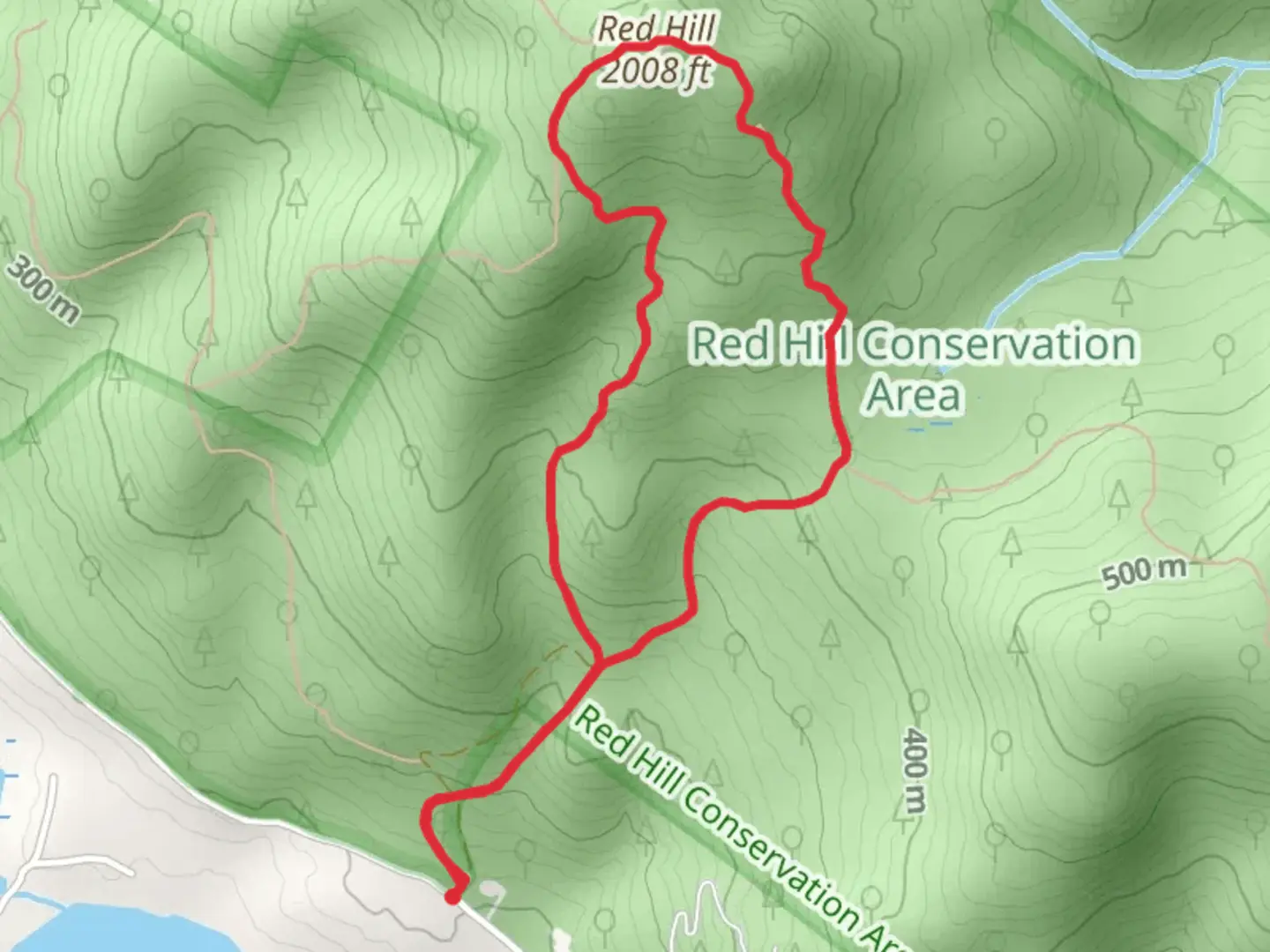 An image depicting the trail Red Hill Loop Trail and its surrounding area.