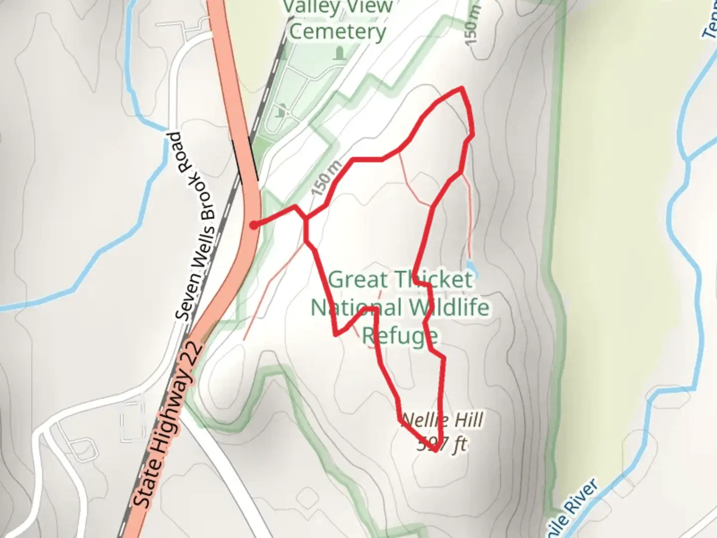 An image depicting the trail Nellie Hill Loop and its surrounding area.