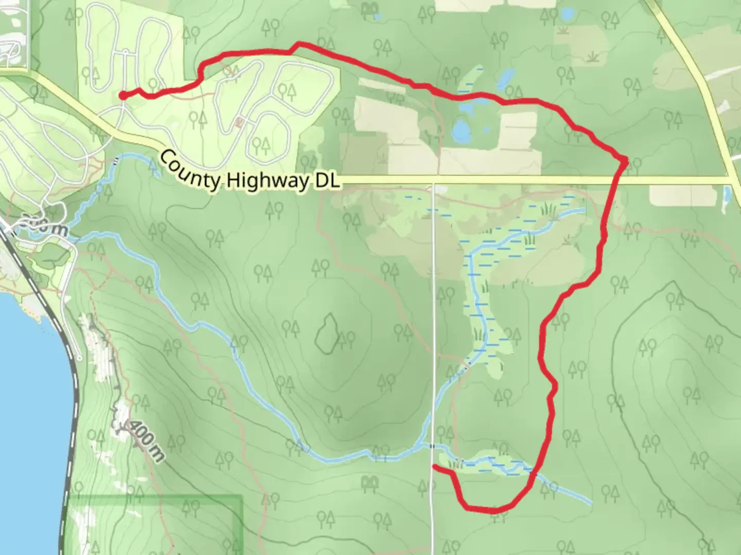 An image depicting the trail Steinke Basin and its surrounding area.