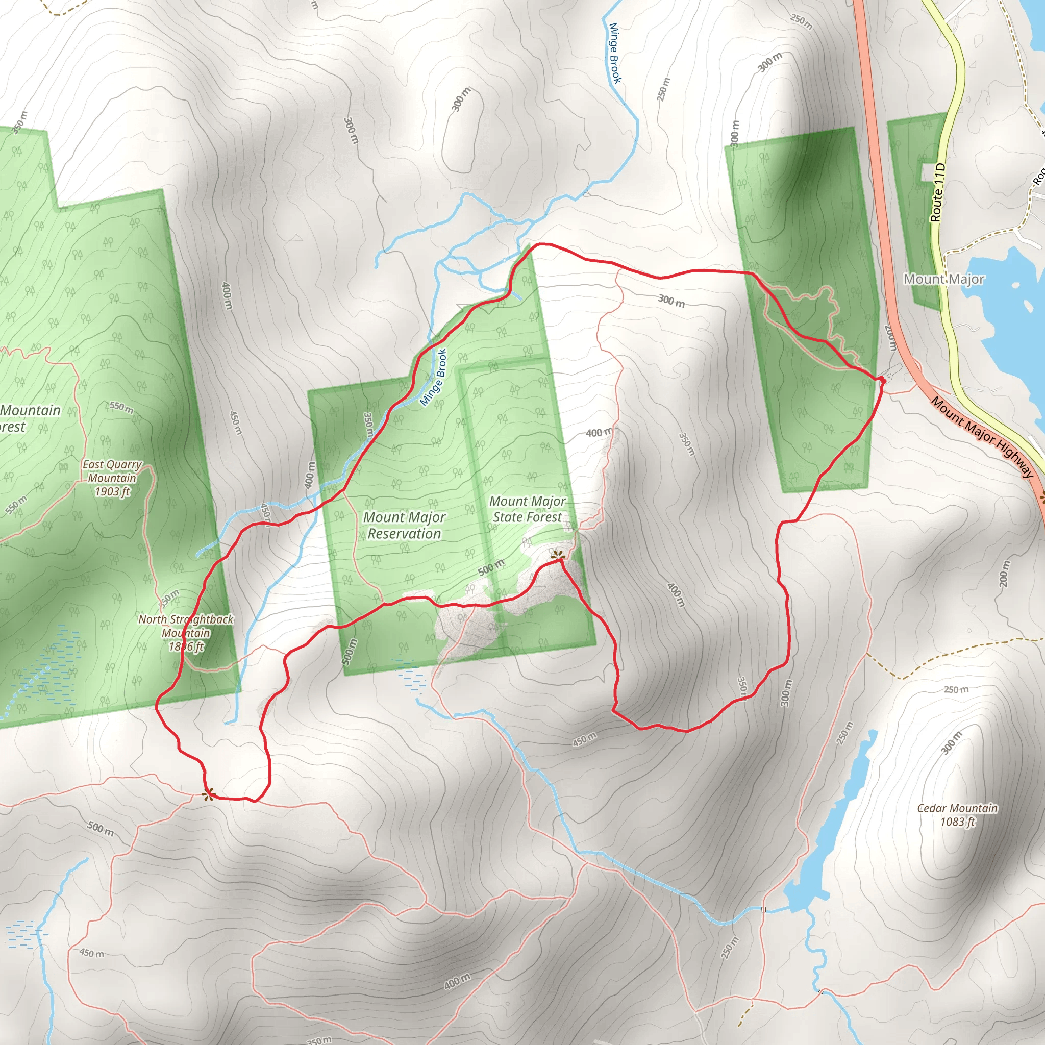 North Straightback Mountain and Mount Major mobile static map