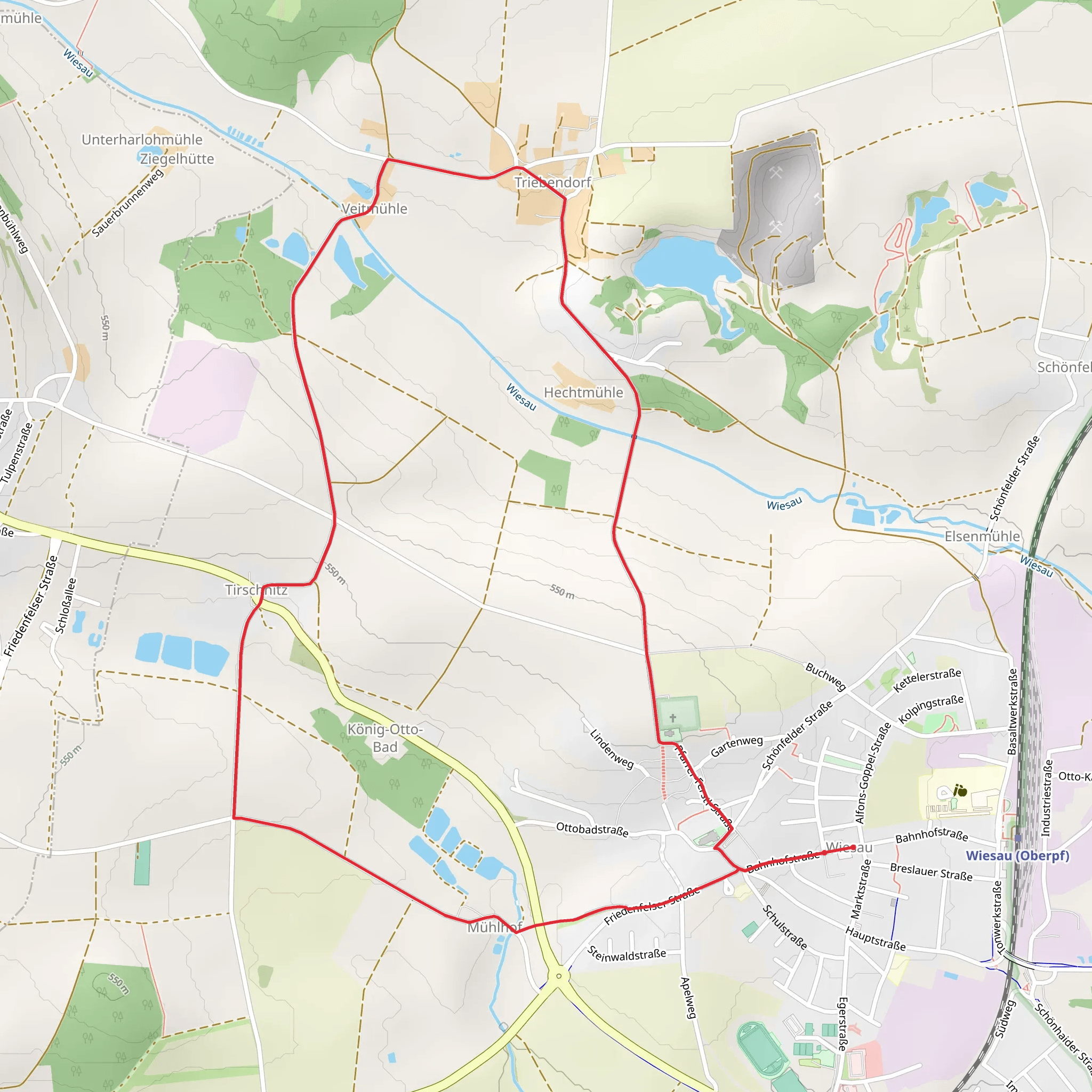 Wiesau Wanderweg 2 and 3 mobile static map