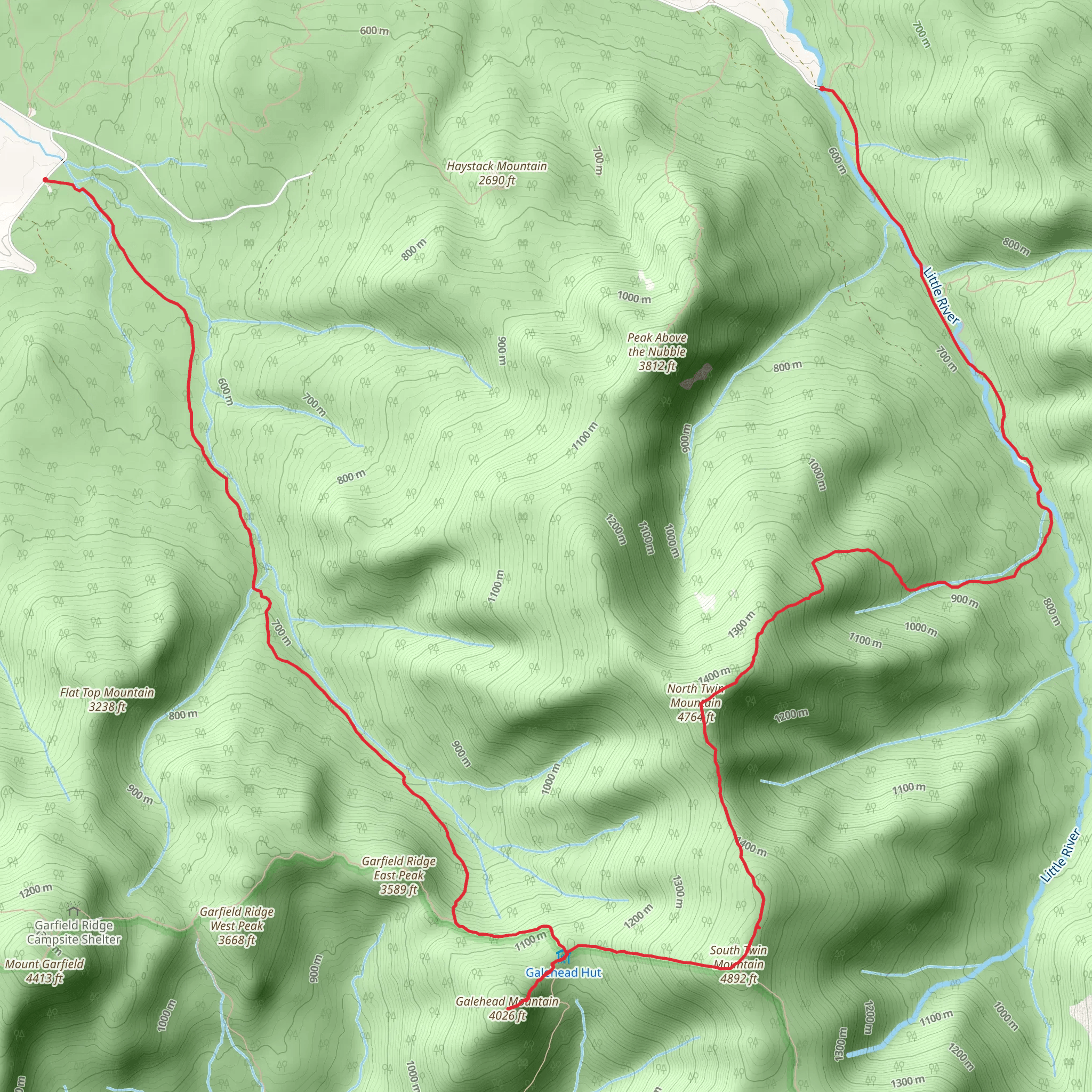 North Twin Mountain to Gale Mountain via North Twin Trail mobile static map