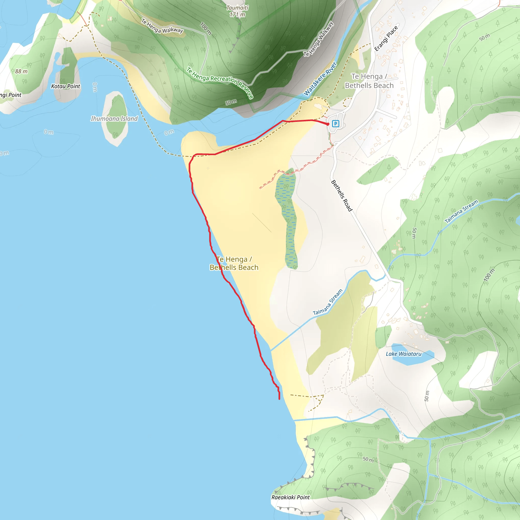 Bethells Beach Walk mobile static map