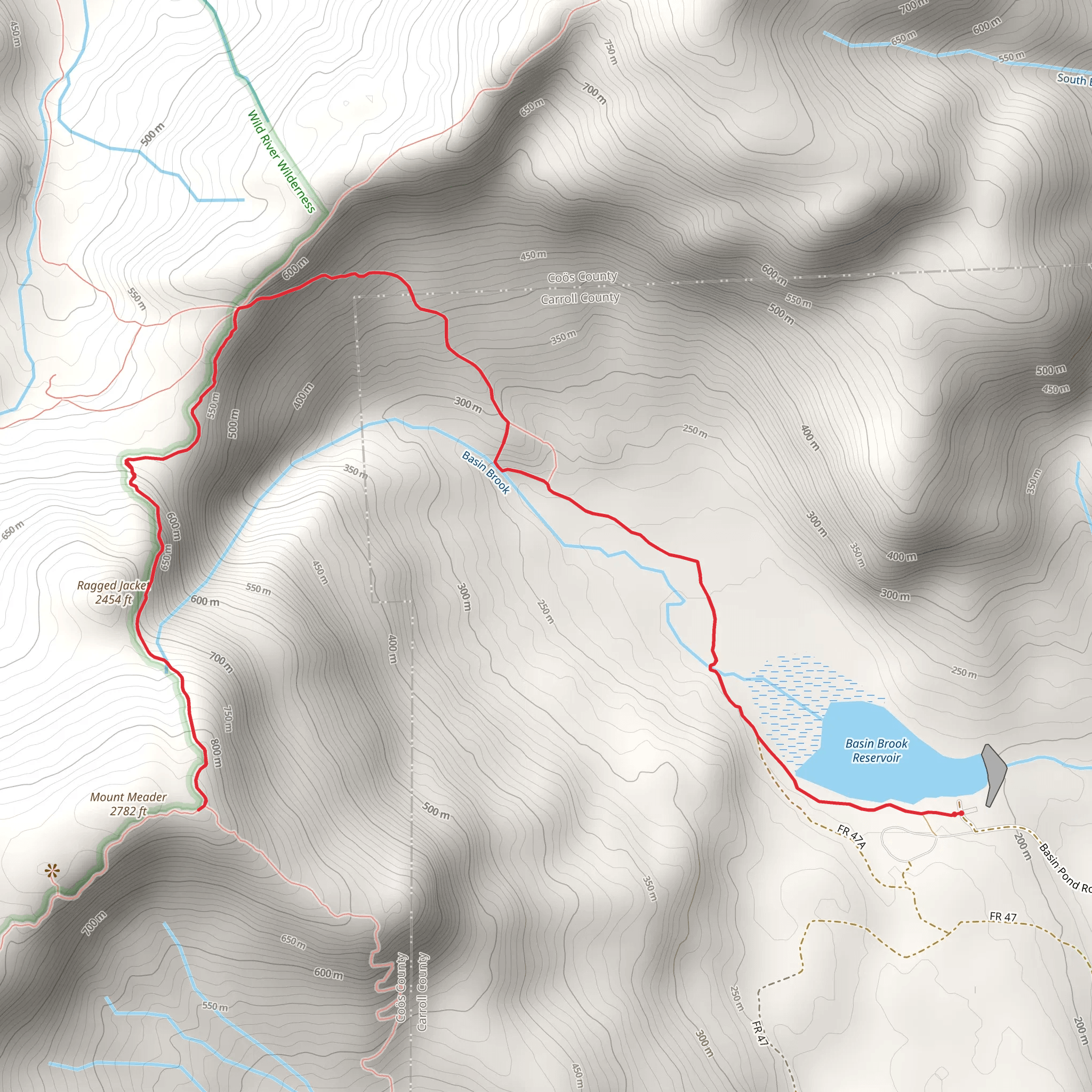 Ragged Jacket and Mount Meader Trail mobile static map