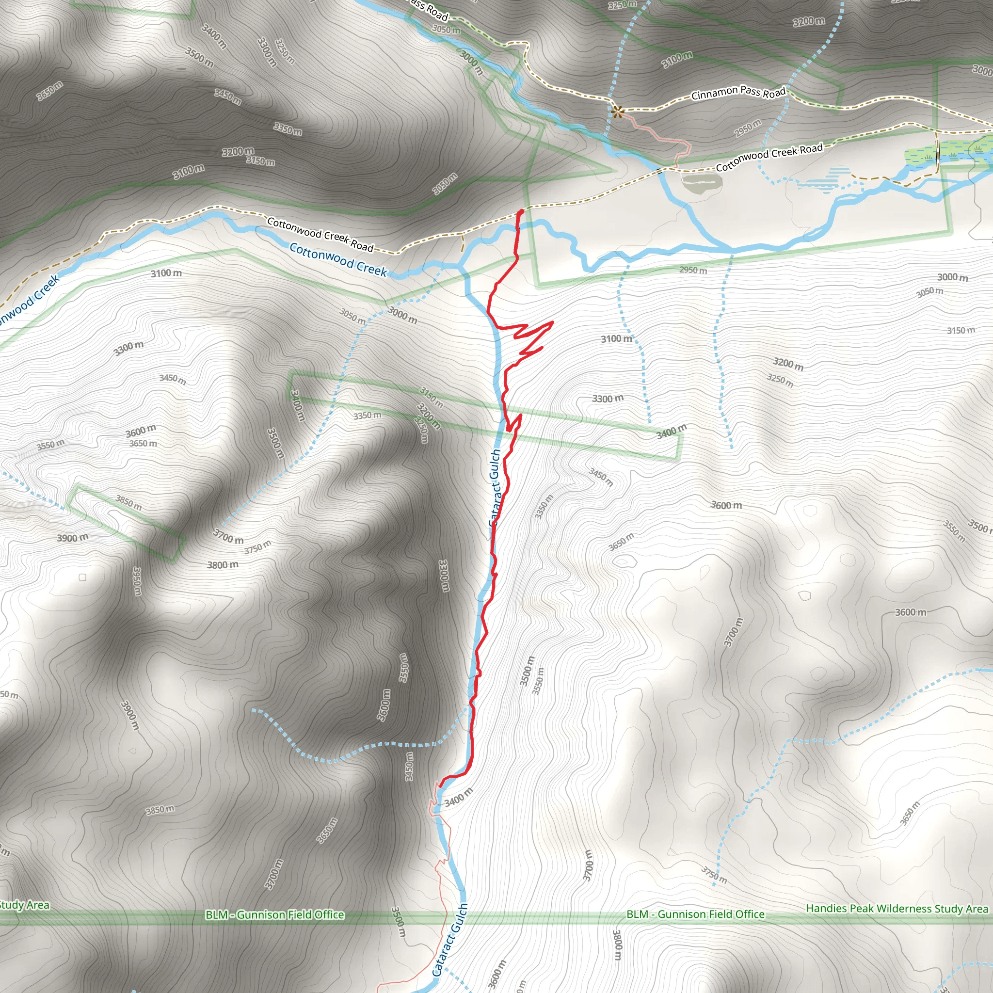 Cataract Gulch Out and Back mobile static map