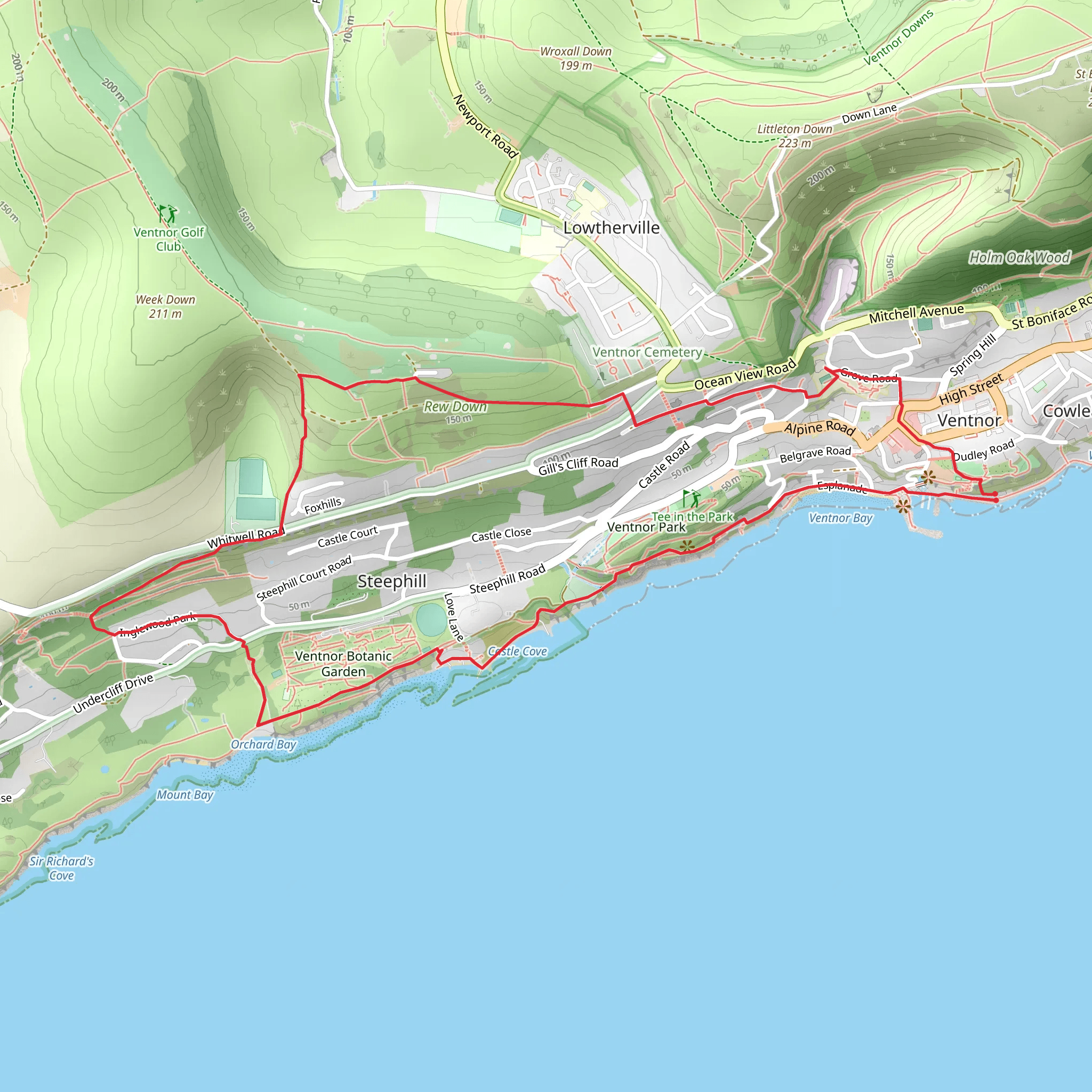 Ventnor to Steephill Cove Walk mobile static map