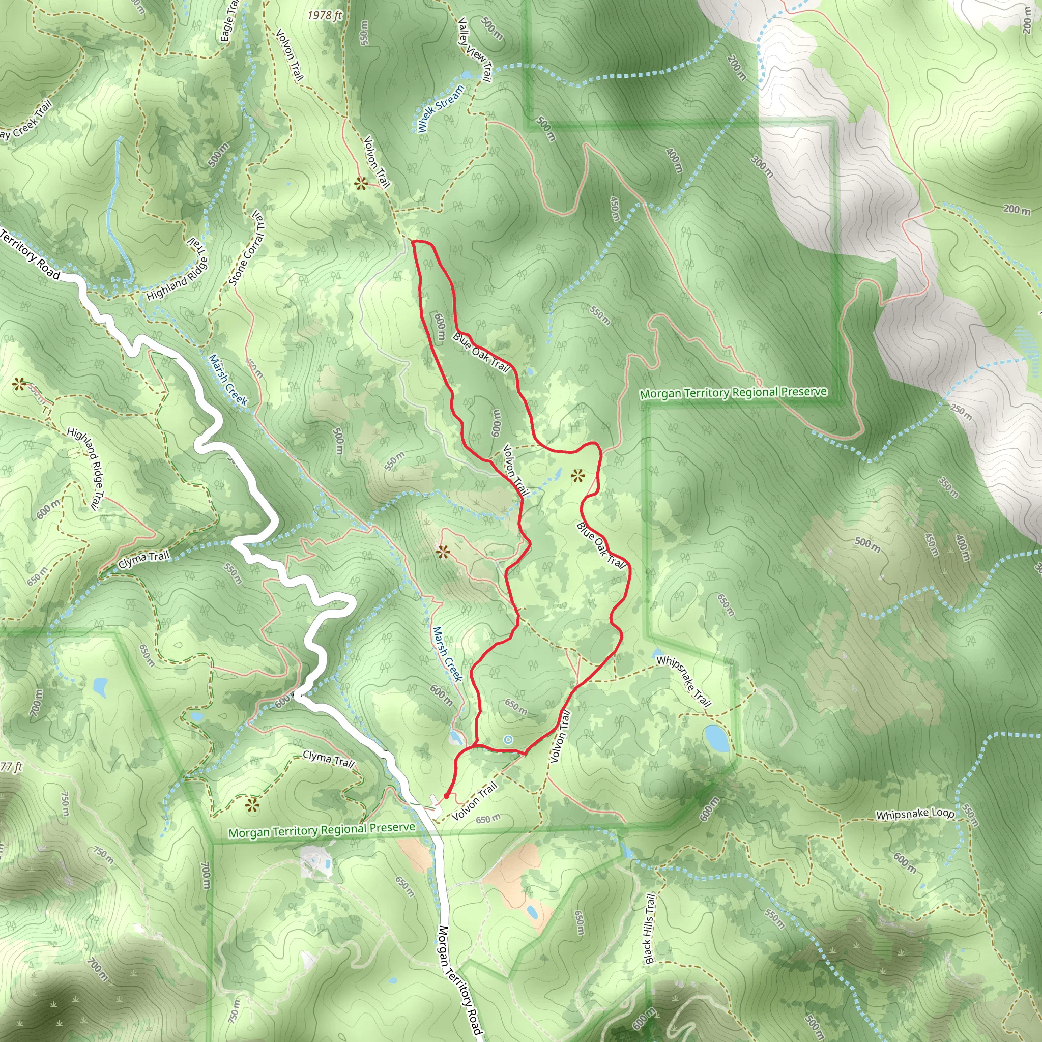 Blue Oak and Volvon Loop Trail mobile static map