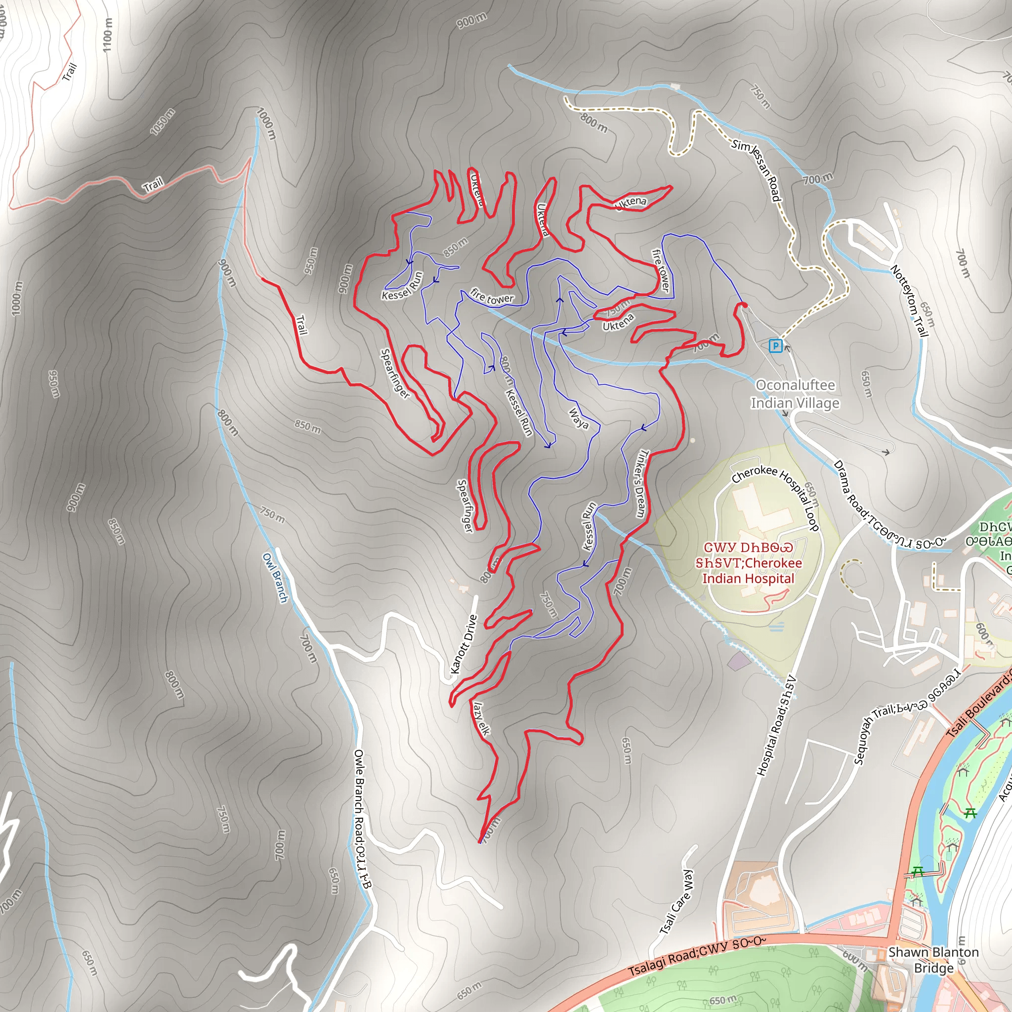 Oconaluftee Indian Village Loop mobile static map