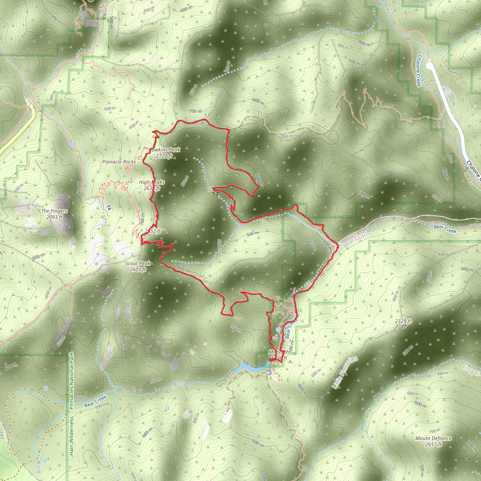 Teaching Rock and Bear Gulch Reservoir Loop mobile static map