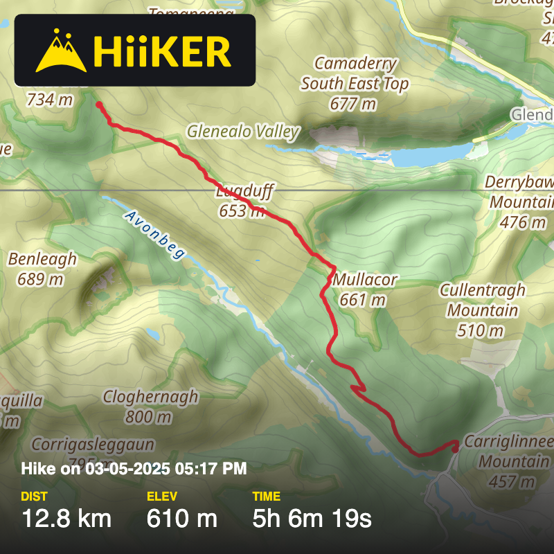 A map preview of the recording Hike on 03-05-2025 05:17 PM.