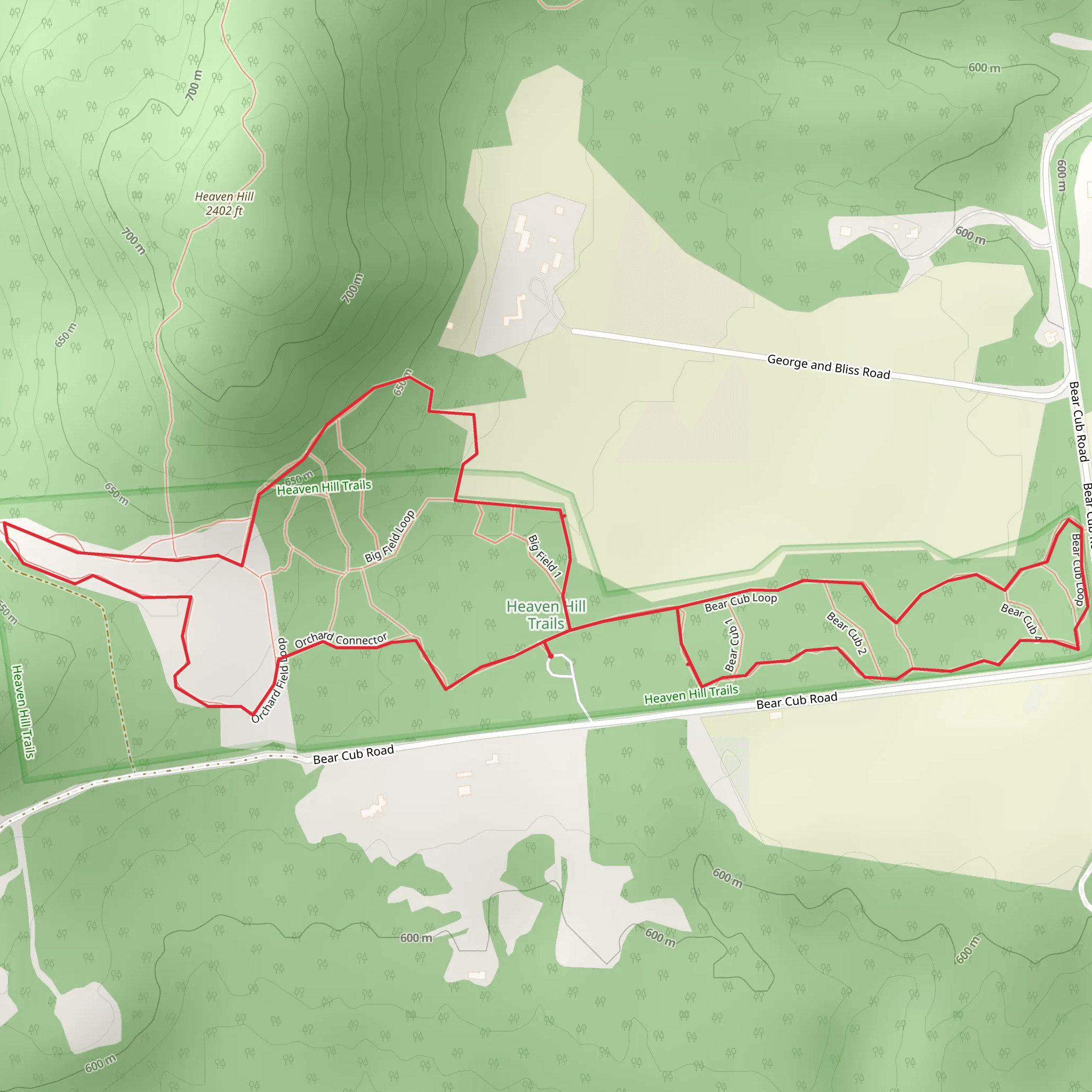 Orchard Field and Bear Cub Loop Trail via Bear Cub Road mobile static map